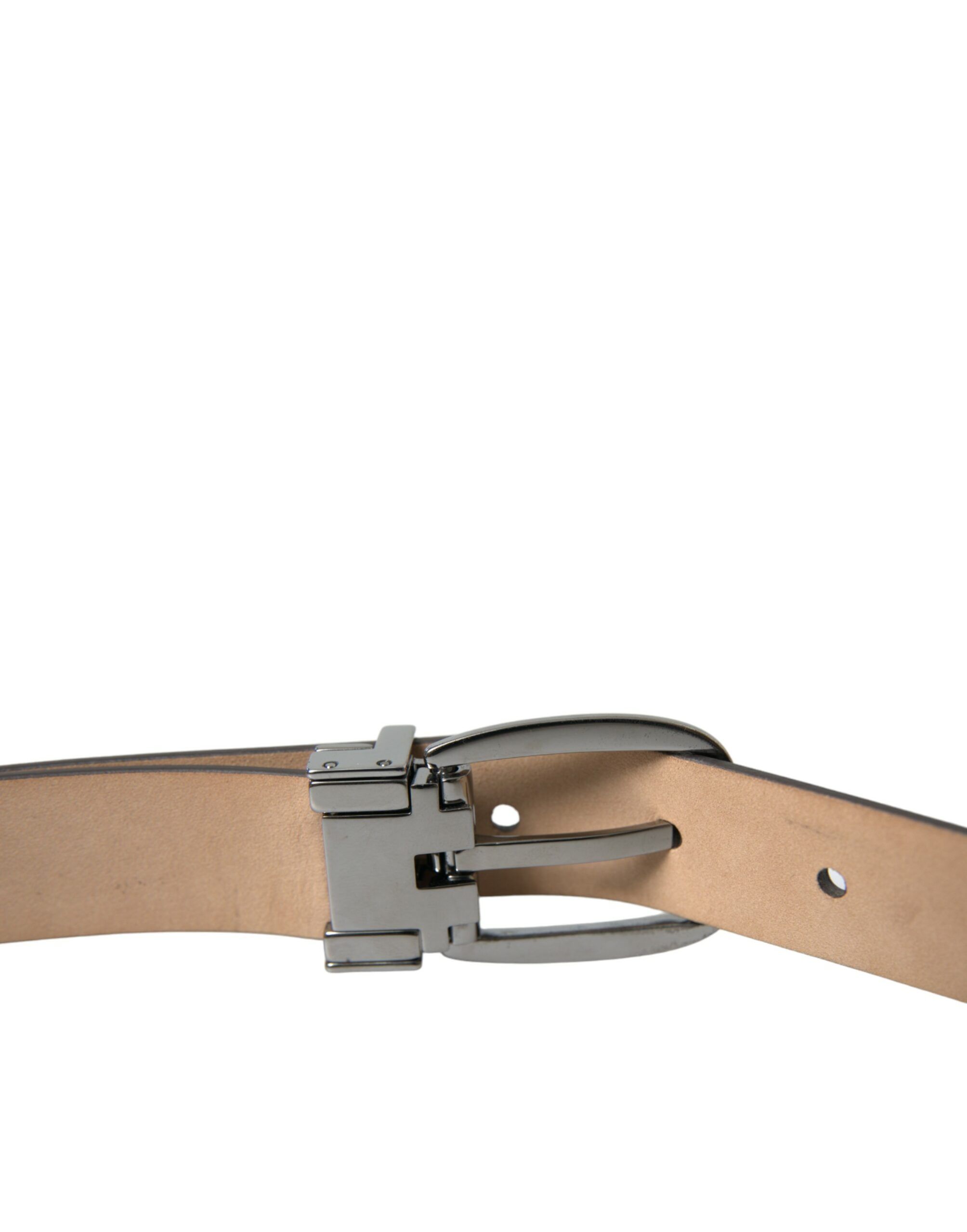 Dark Leather Silver Metal Buckle Men's Belt - Dolce & Gabbana - Modalova
