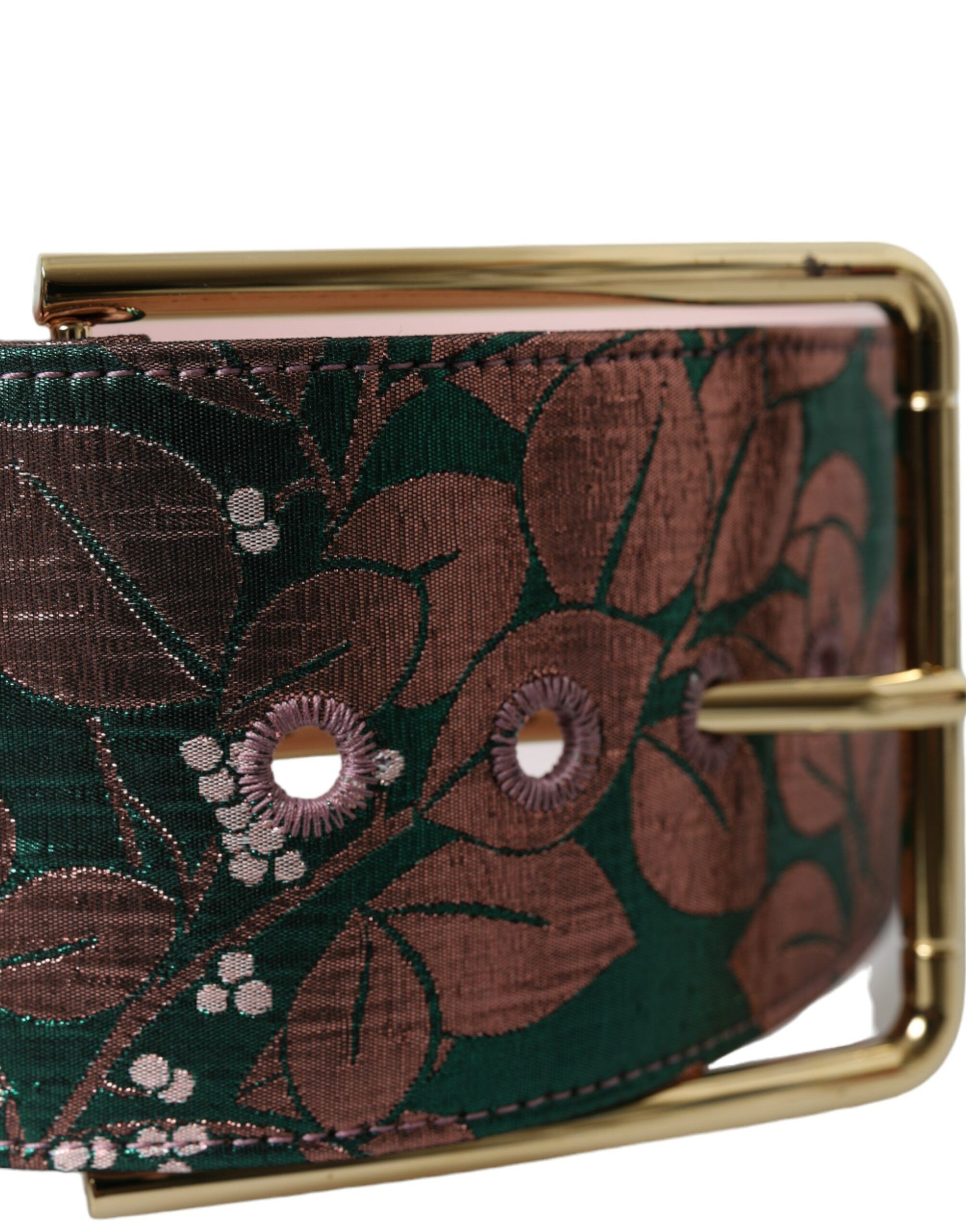 Floral Jacquard Lurex Gold Buckle Women's Belt - Dolce & Gabbana - Modalova