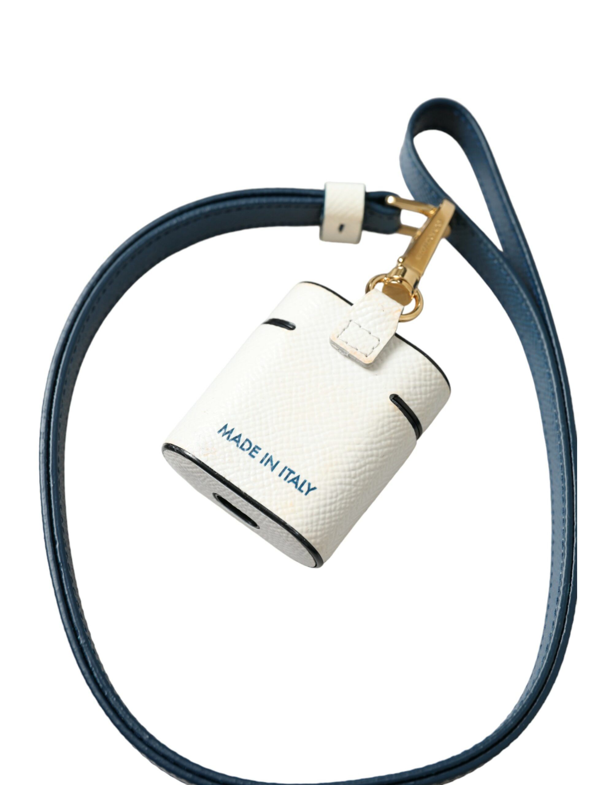 White Blue Calf Leather Logo Print Strap Airpods Women's Case - Dolce & Gabbana - Modalova