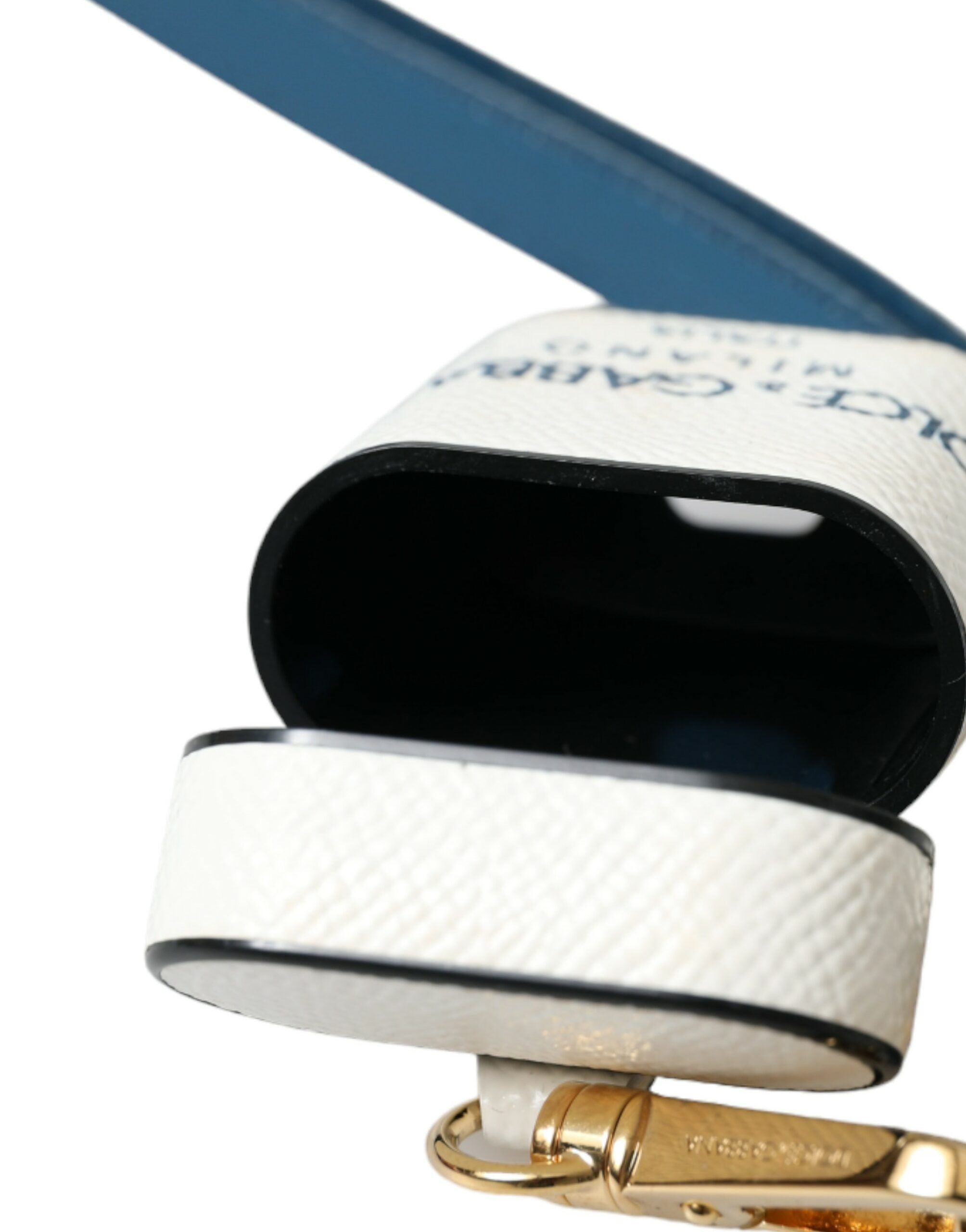 White Blue Calf Leather Logo Print Strap Airpods Women's Case - Dolce & Gabbana - Modalova