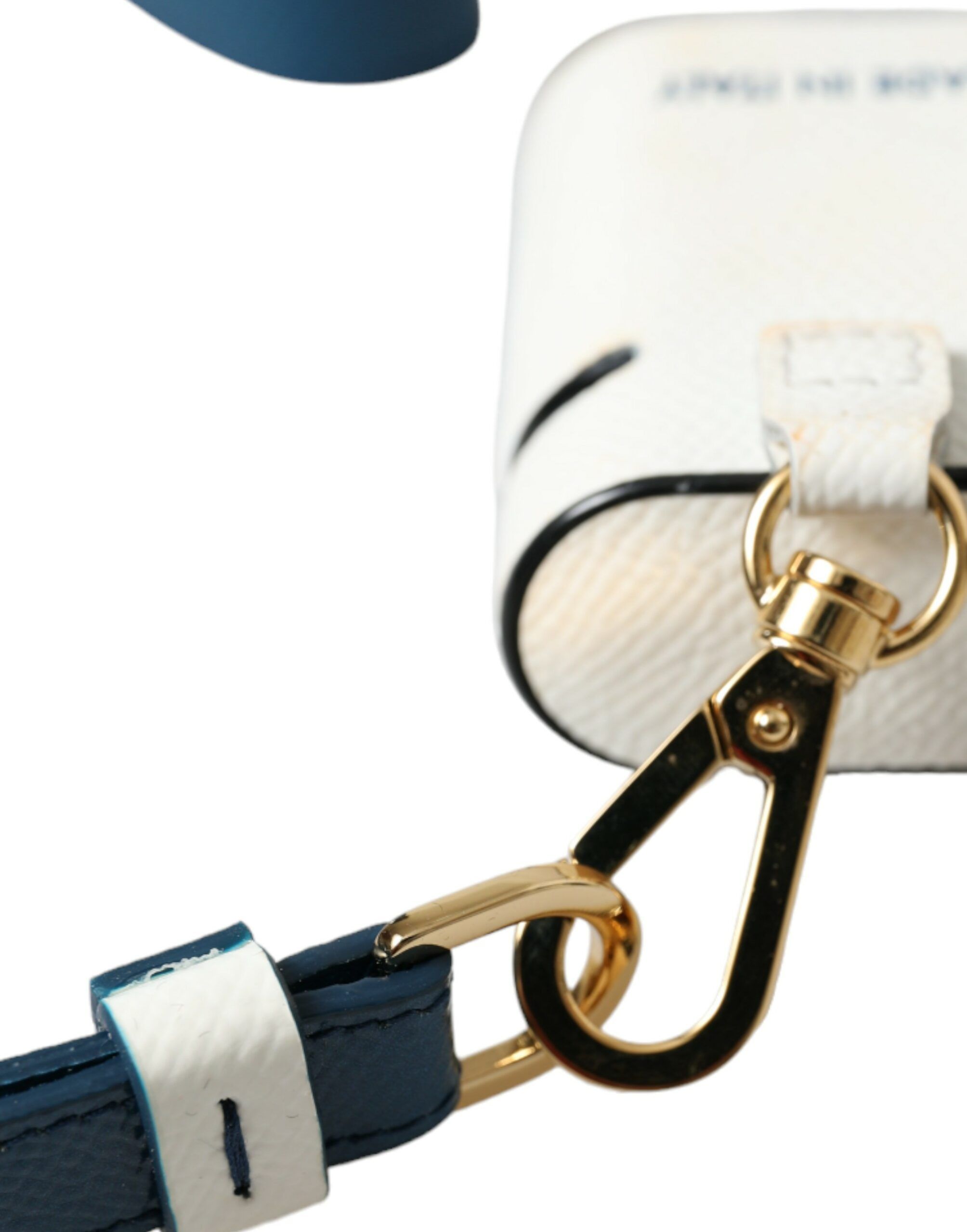 White Blue Calf Leather Logo Print Strap Airpods Women's Case - Dolce & Gabbana - Modalova