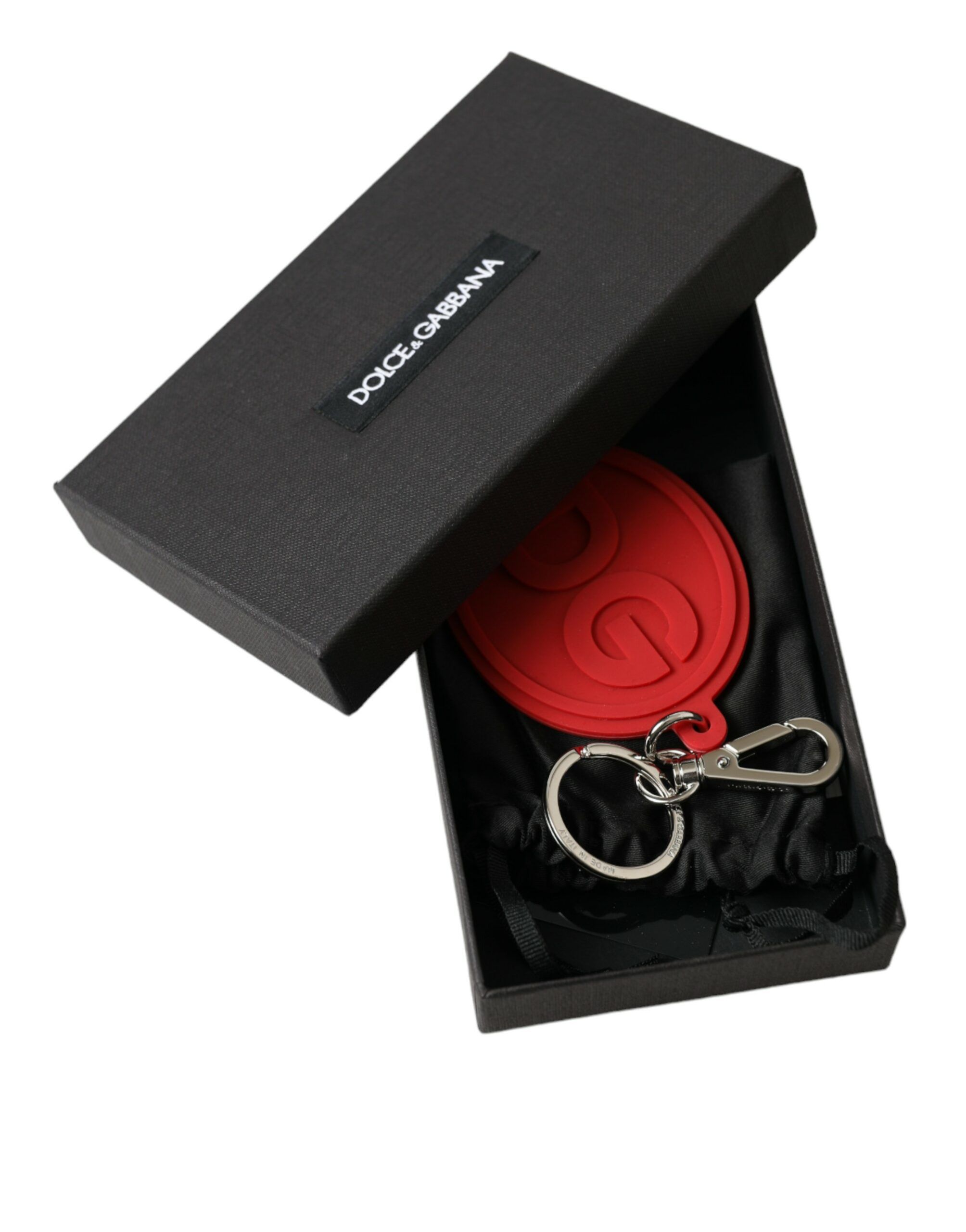 Rubber DG Logo Silver Brass Metal Keyring Women's Keychain - Dolce & Gabbana - Modalova