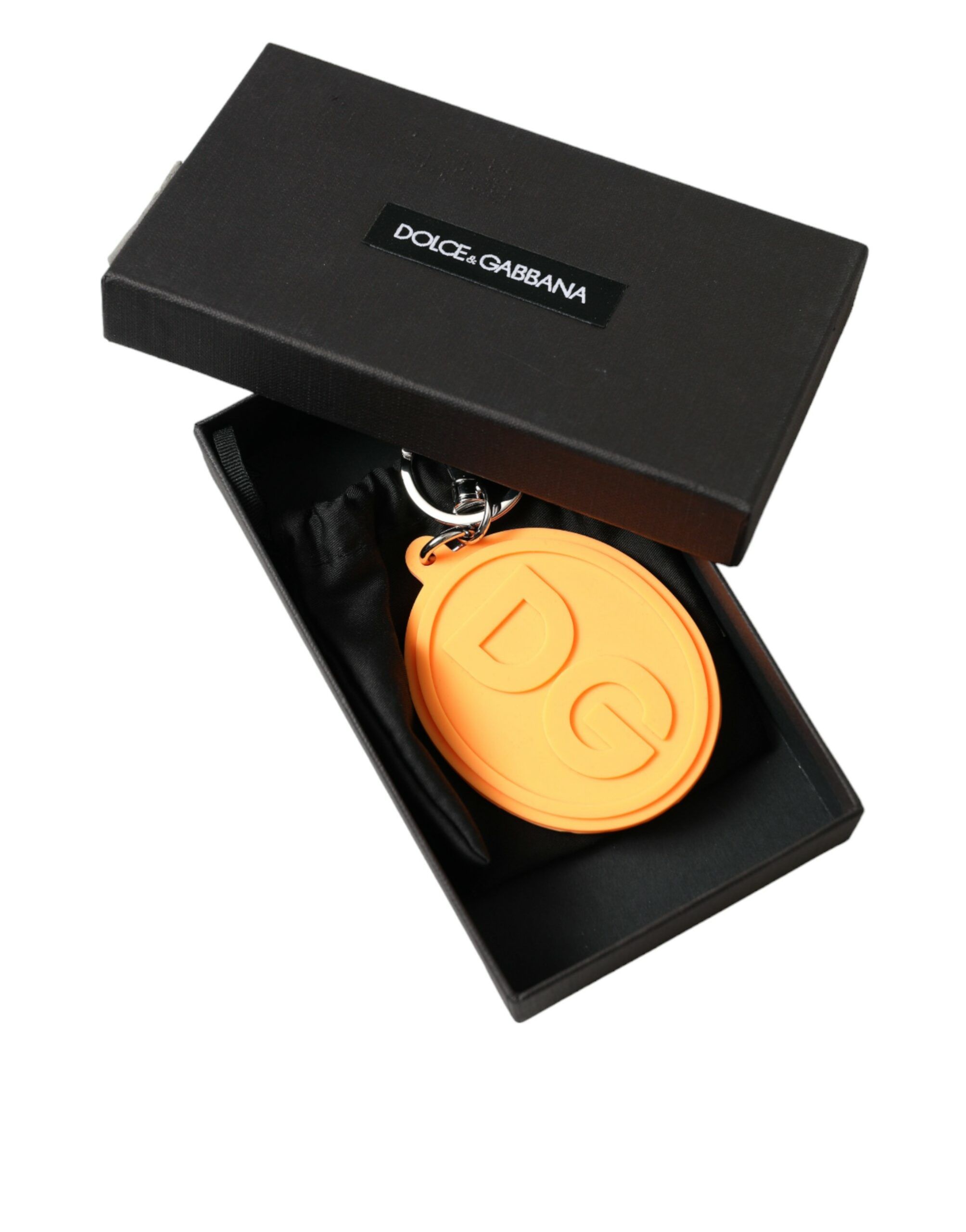 Rubber DG Logo Silver Brass Metal Keyring Women's Keychain - Dolce & Gabbana - Modalova