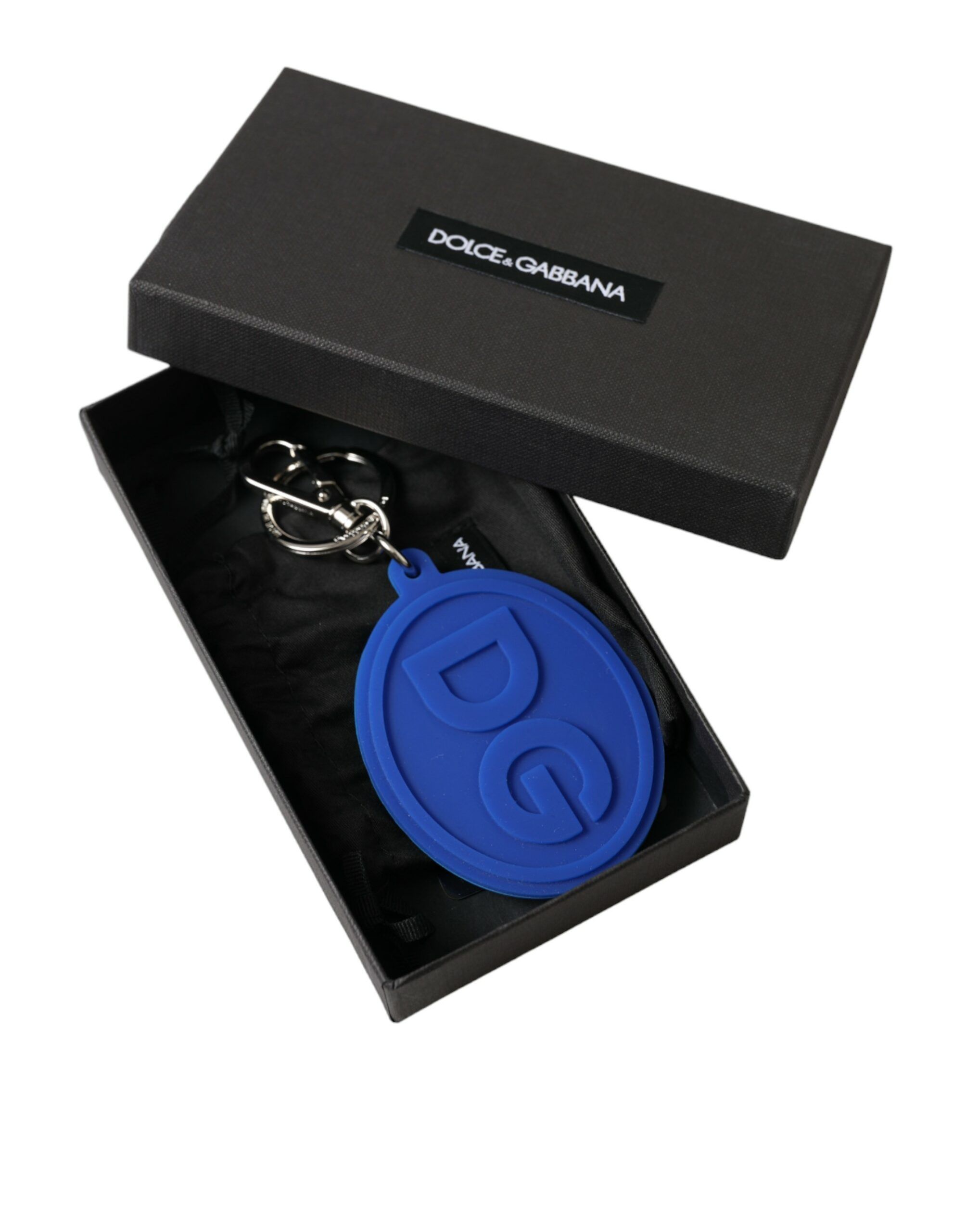 Rubber DG Logo Silver Brass Metal Keyring Women's Keychain - Dolce & Gabbana - Modalova