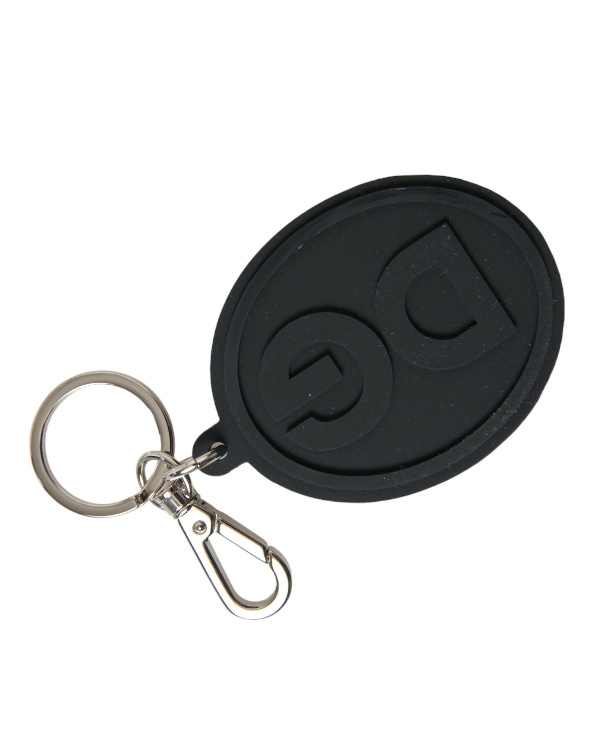 Black Rubber DG Logo Silver Brass Metal Keyring Women's Keychain - Dolce & Gabbana - Modalova