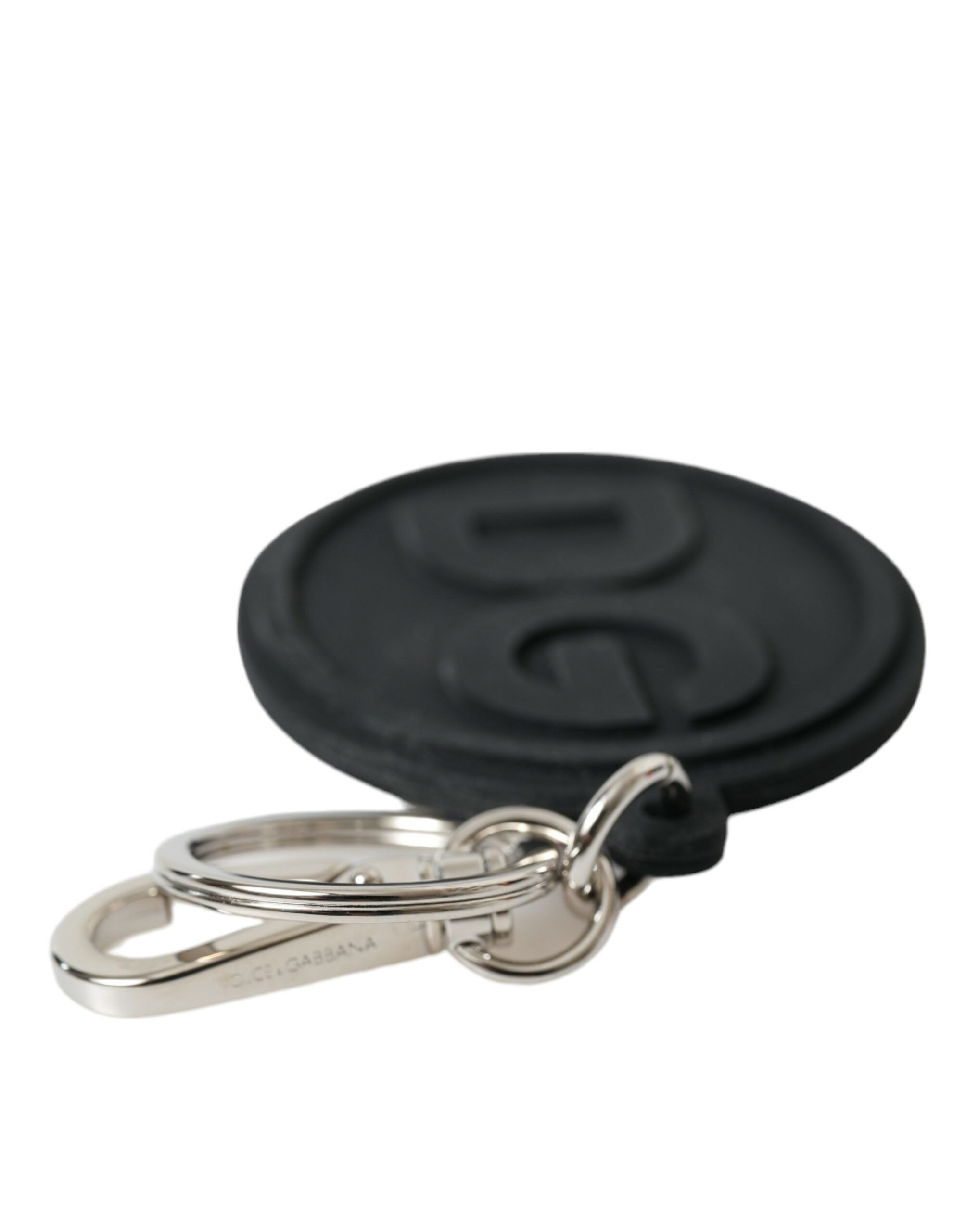 Black Rubber DG Logo Silver Brass Metal Keyring Women's Keychain - Dolce & Gabbana - Modalova