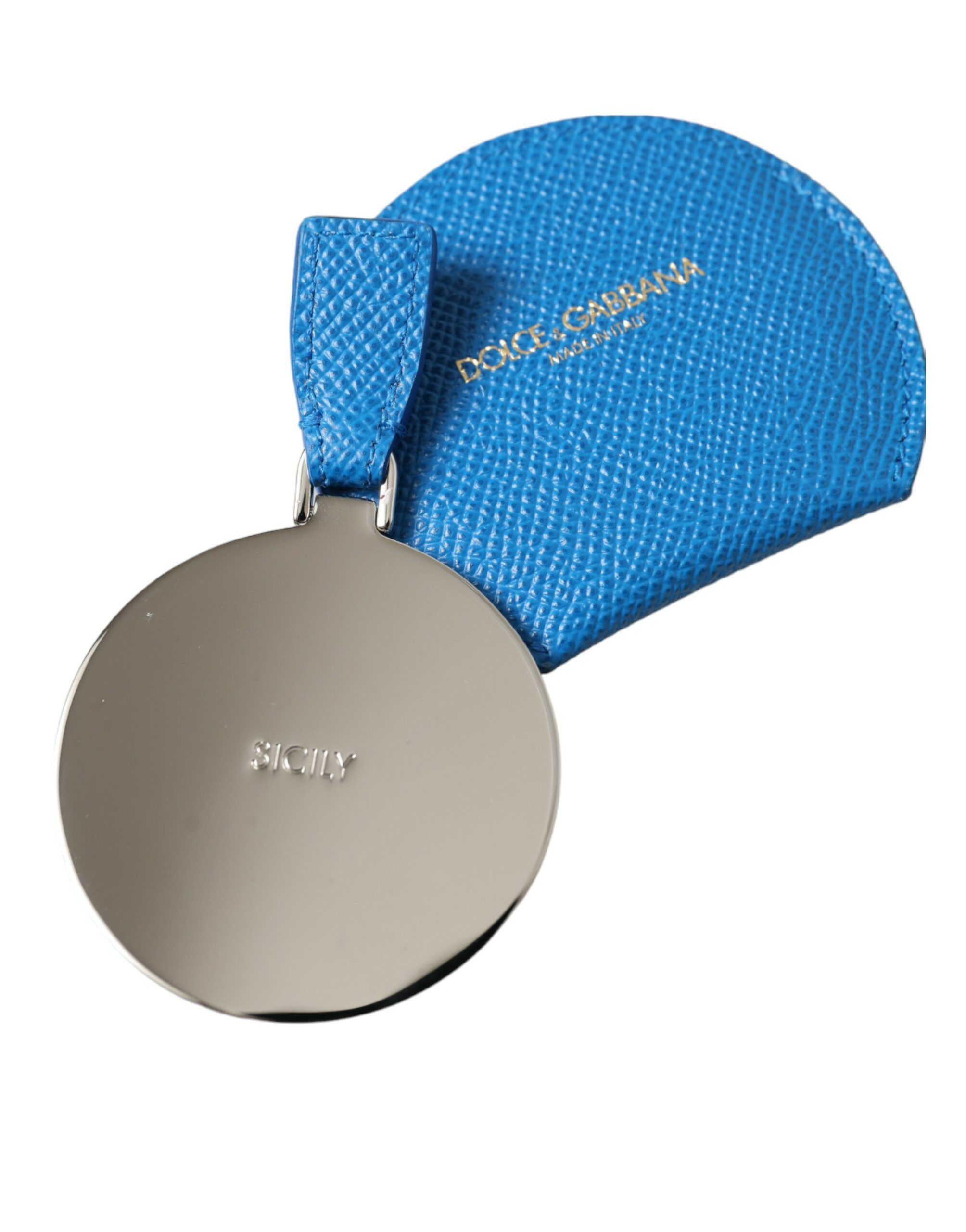 Calfskin Leather Round Logo Hand Mirror Women's Holder - Dolce & Gabbana - Modalova
