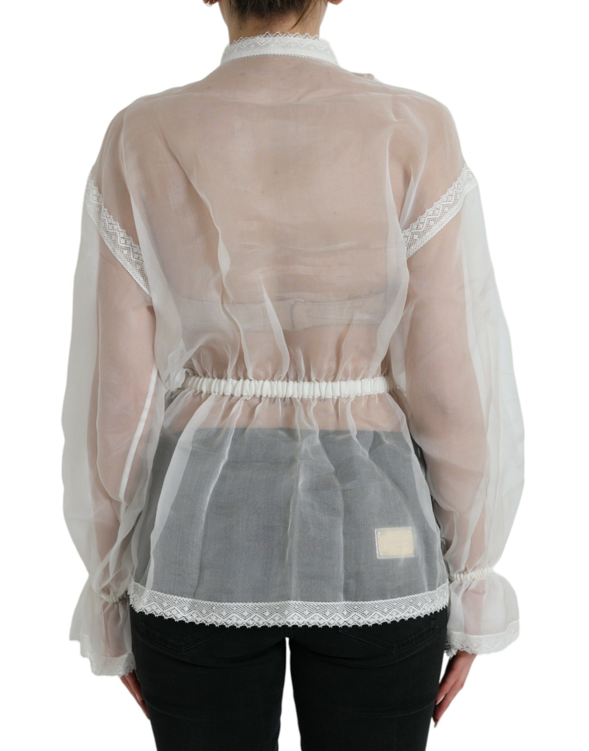 Silk Long Sleeves Ascot Collar Women's Top - Dolce & Gabbana - Modalova