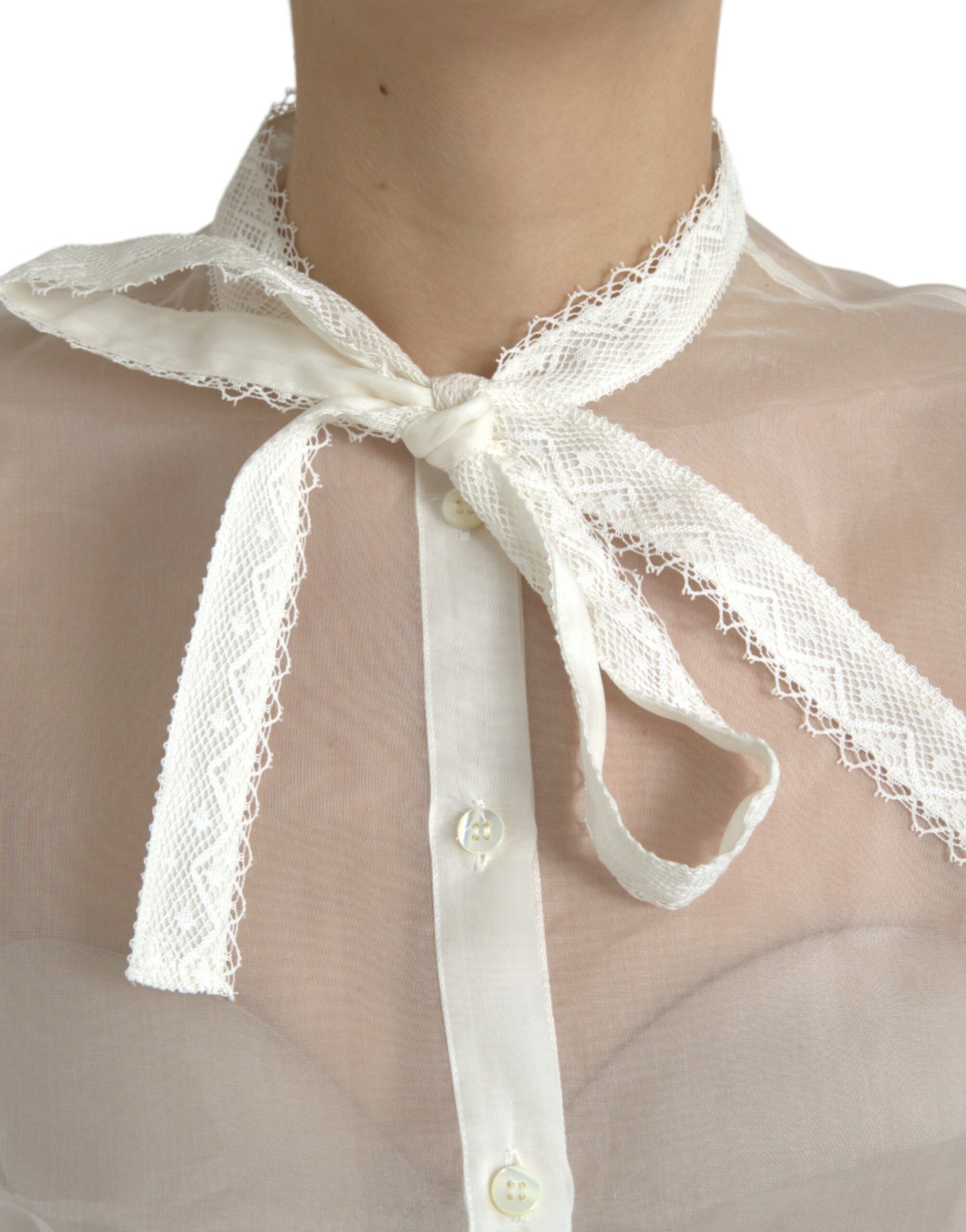 Silk Long Sleeves Ascot Collar Women's Top - Dolce & Gabbana - Modalova