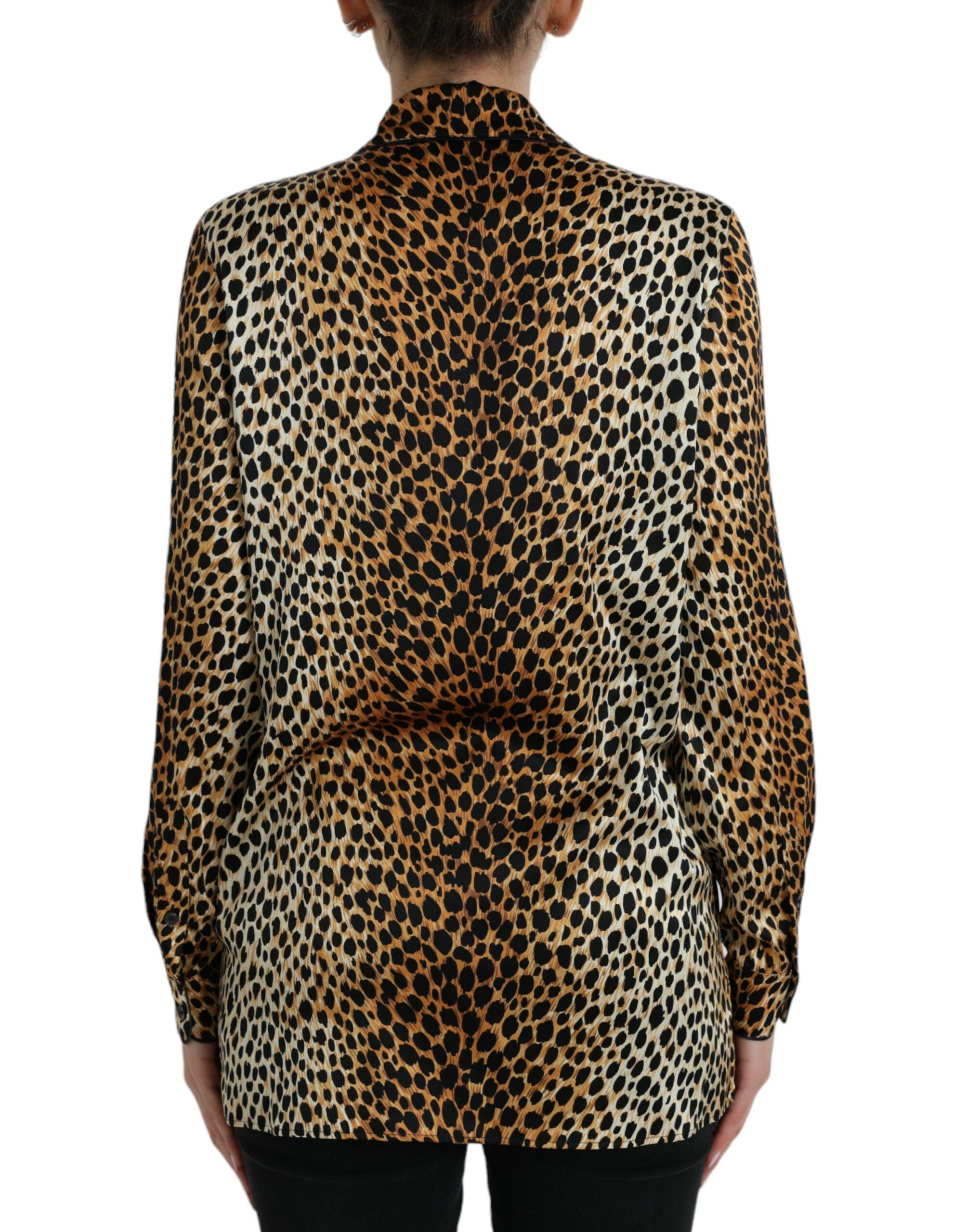 Leopard Print Long Sleeves Blouse Women's Top - Dolce & Gabbana - Modalova