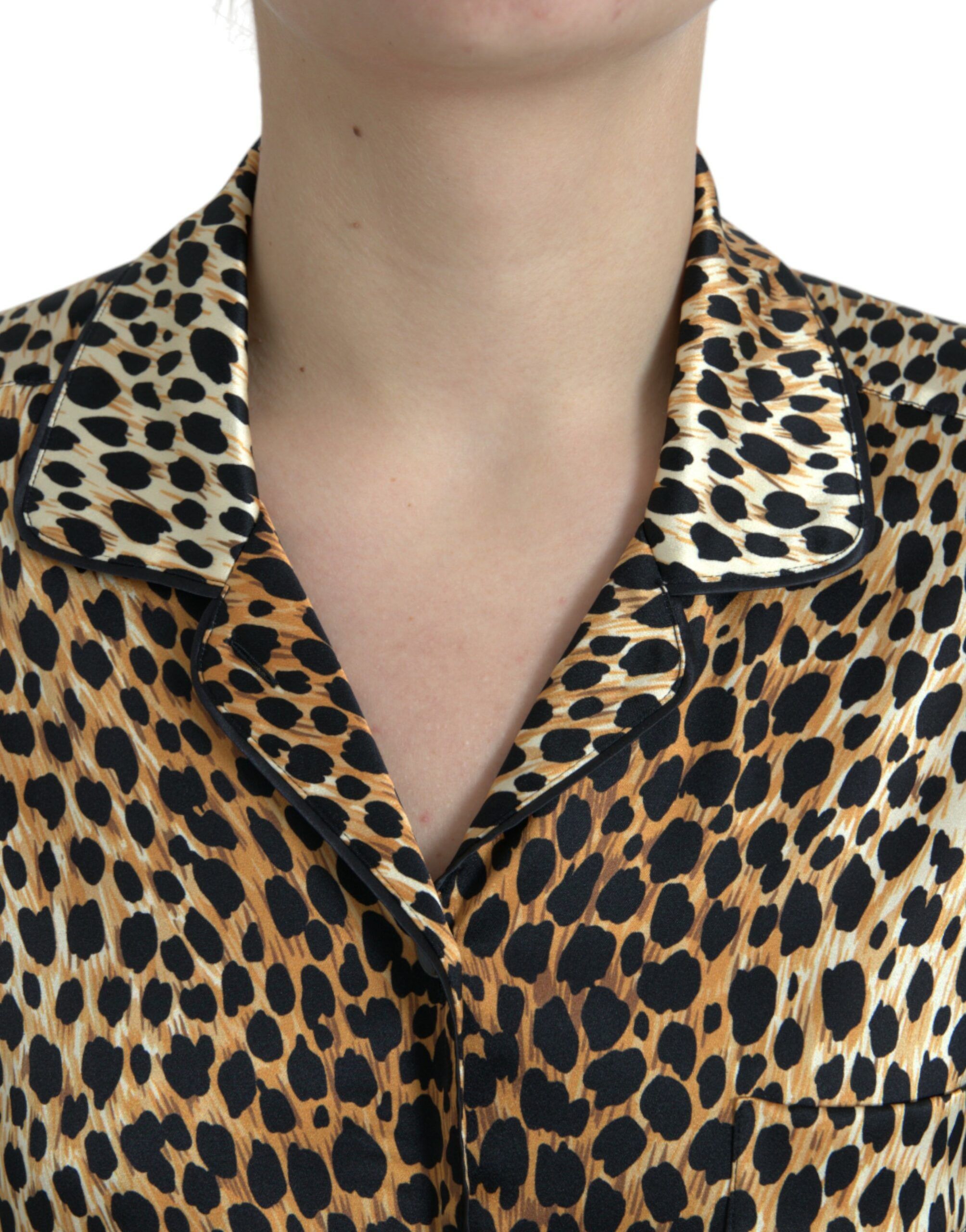 Leopard Print Long Sleeves Blouse Women's Top - Dolce & Gabbana - Modalova