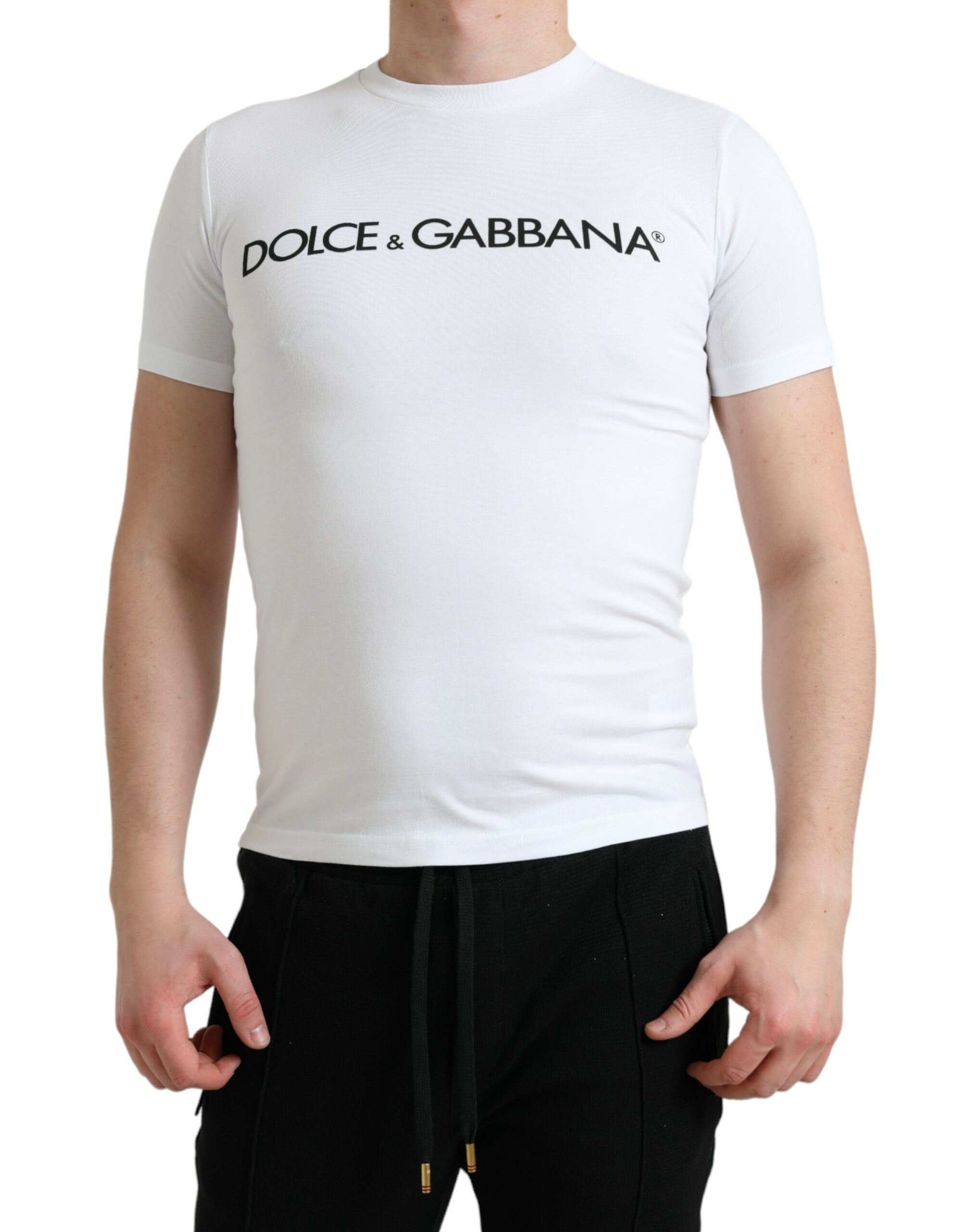 Logo Print Cotton Crew Neck Men's T-shirt - Dolce & Gabbana - Modalova