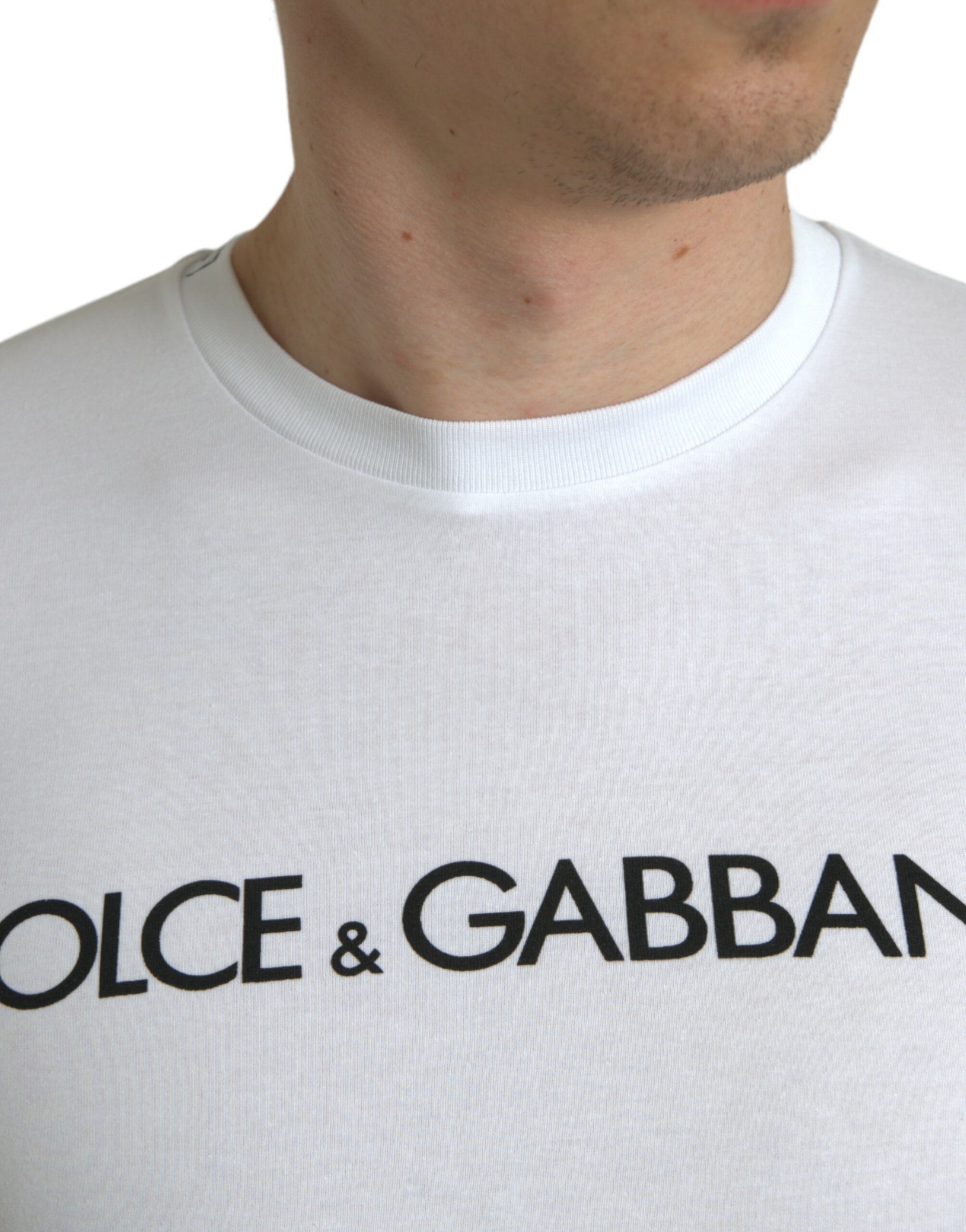 Logo Print Cotton Crew Neck Men's T-shirt - Dolce & Gabbana - Modalova