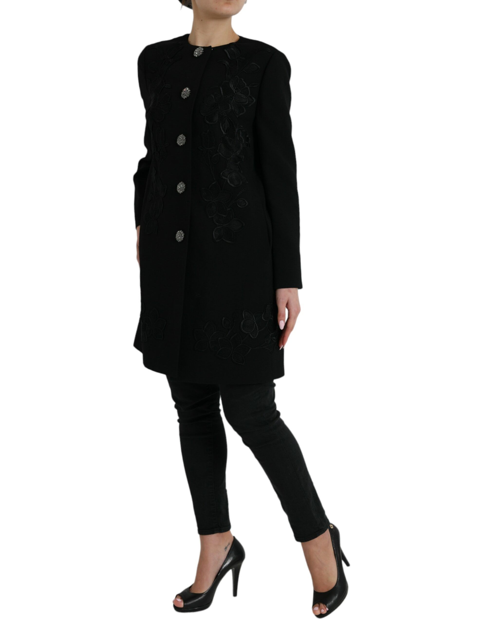 Floral Wool Button Embellished Women's Jacket - Dolce & Gabbana - Modalova