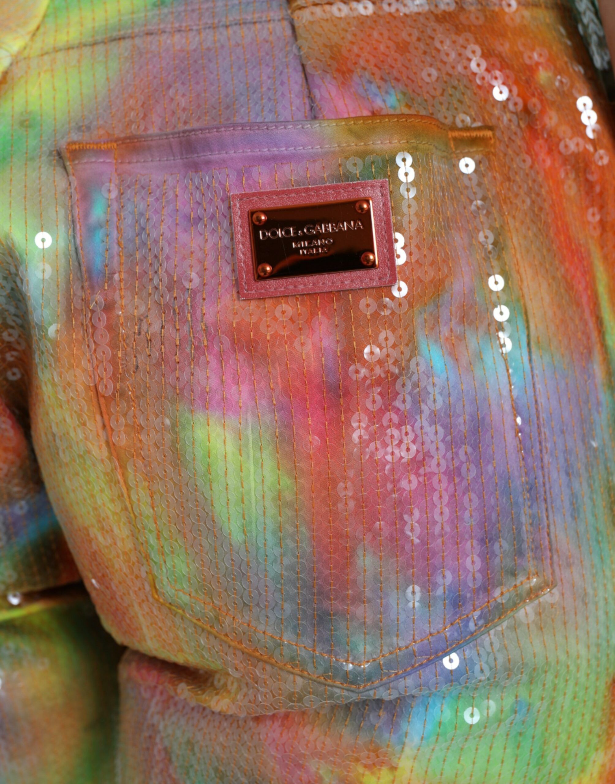 Tie Dye Sequined High Waist Cropped Women's Pants - Dolce & Gabbana - Modalova