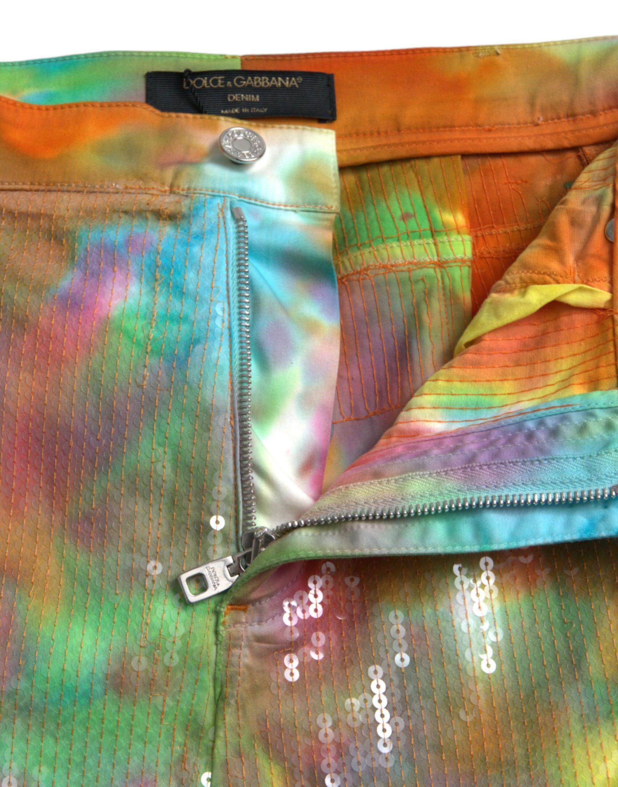 Tie Dye Sequined High Waist Cropped Women's Pants - Dolce & Gabbana - Modalova