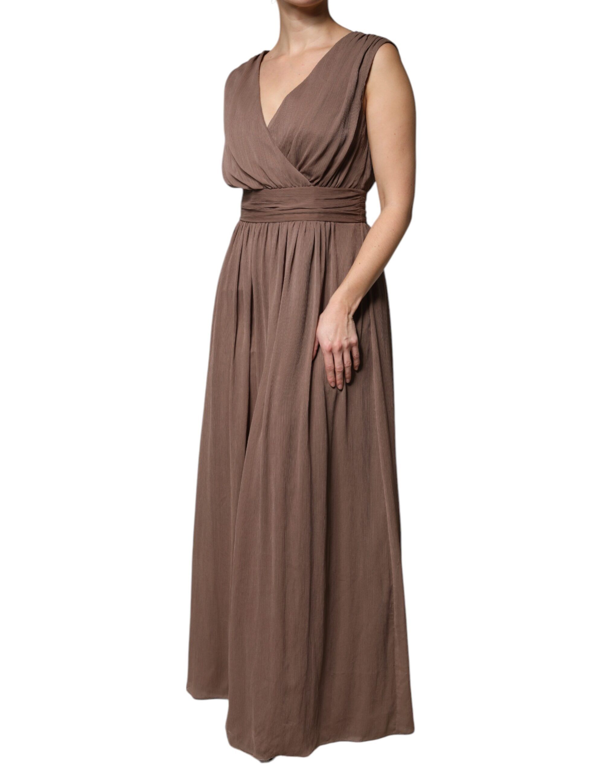 Sleeveless Deep V-neck A-line Long Maxi Women's Dress (Pre-Owned) - Peserico - Modalova