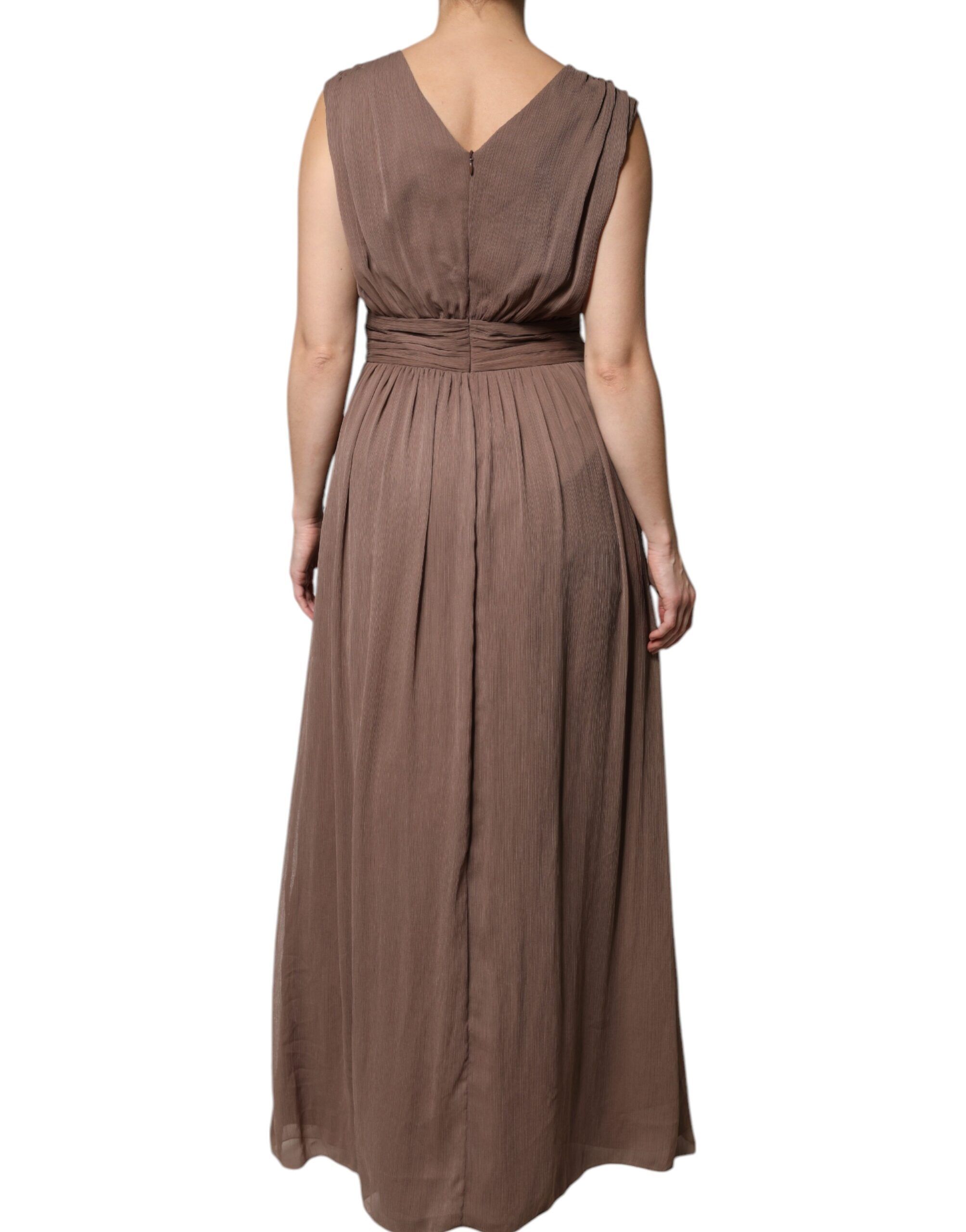 Sleeveless Deep V-neck A-line Long Maxi Women's Dress (Pre-Owned) - Peserico - Modalova