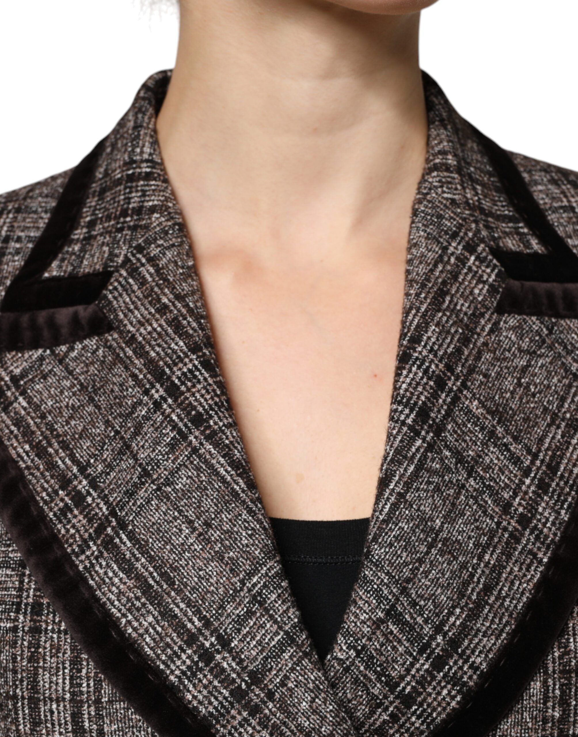 Plaid Long Sleeve Cropped Coat Women's Jacket - Dolce & Gabbana - Modalova