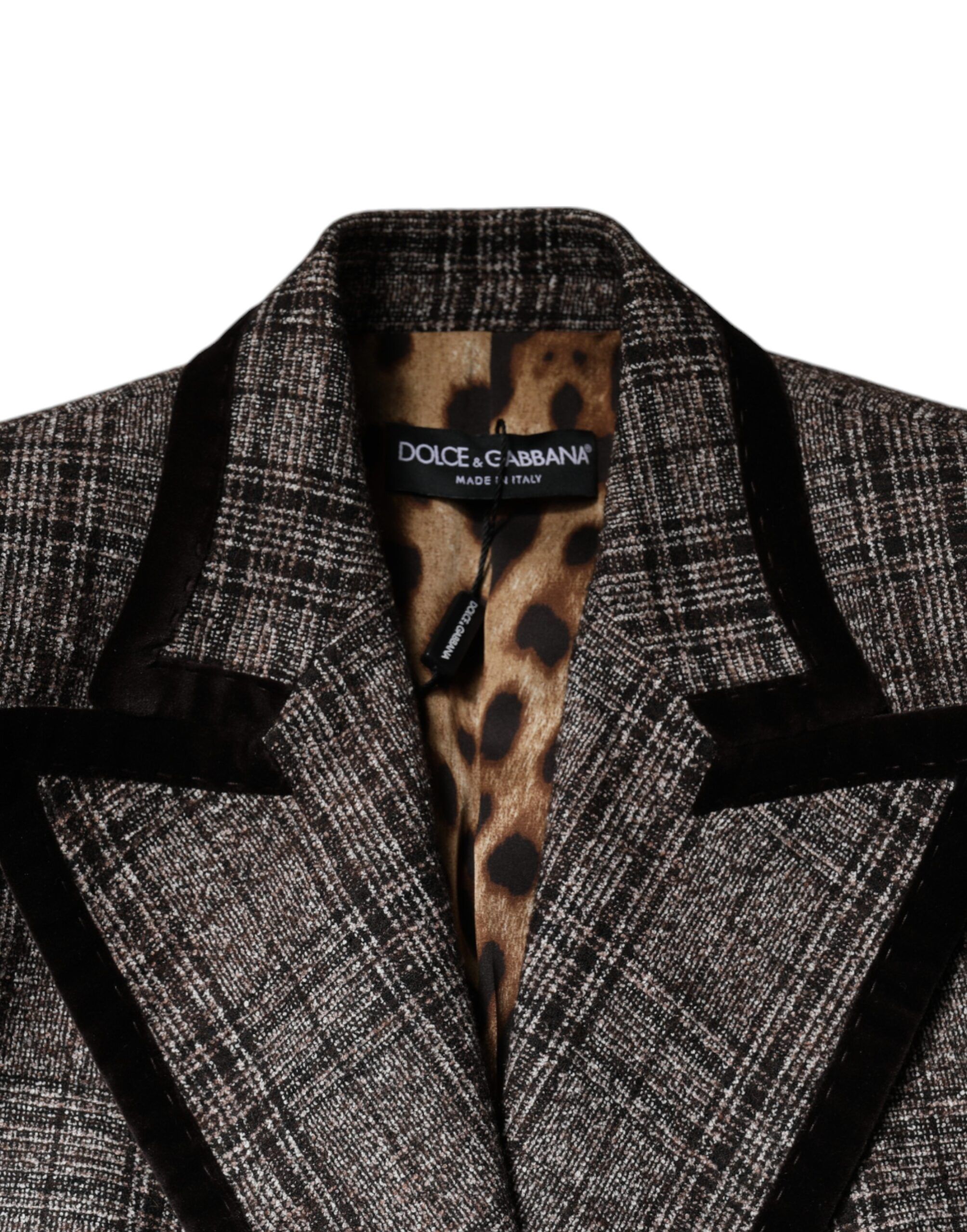 Plaid Long Sleeve Cropped Coat Women's Jacket - Dolce & Gabbana - Modalova