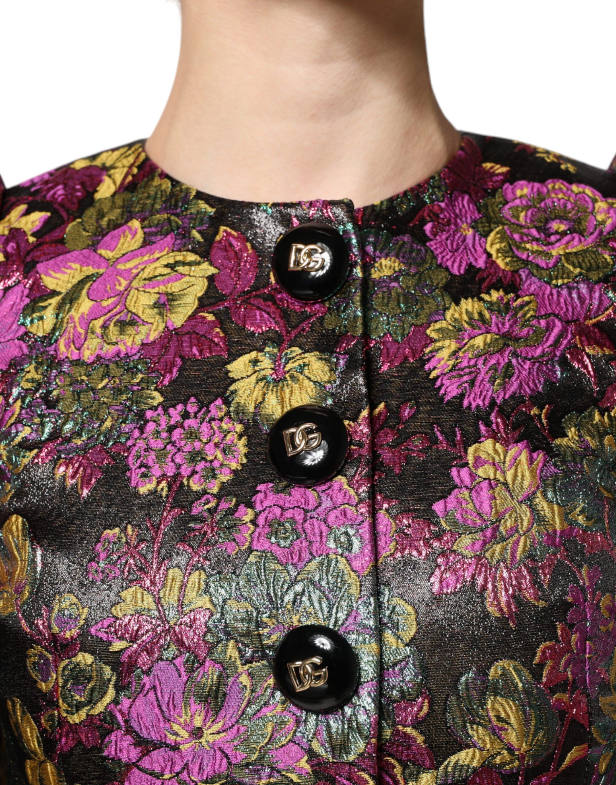 Floral Jacquard Cropped Women's Jacket - Dolce & Gabbana - Modalova