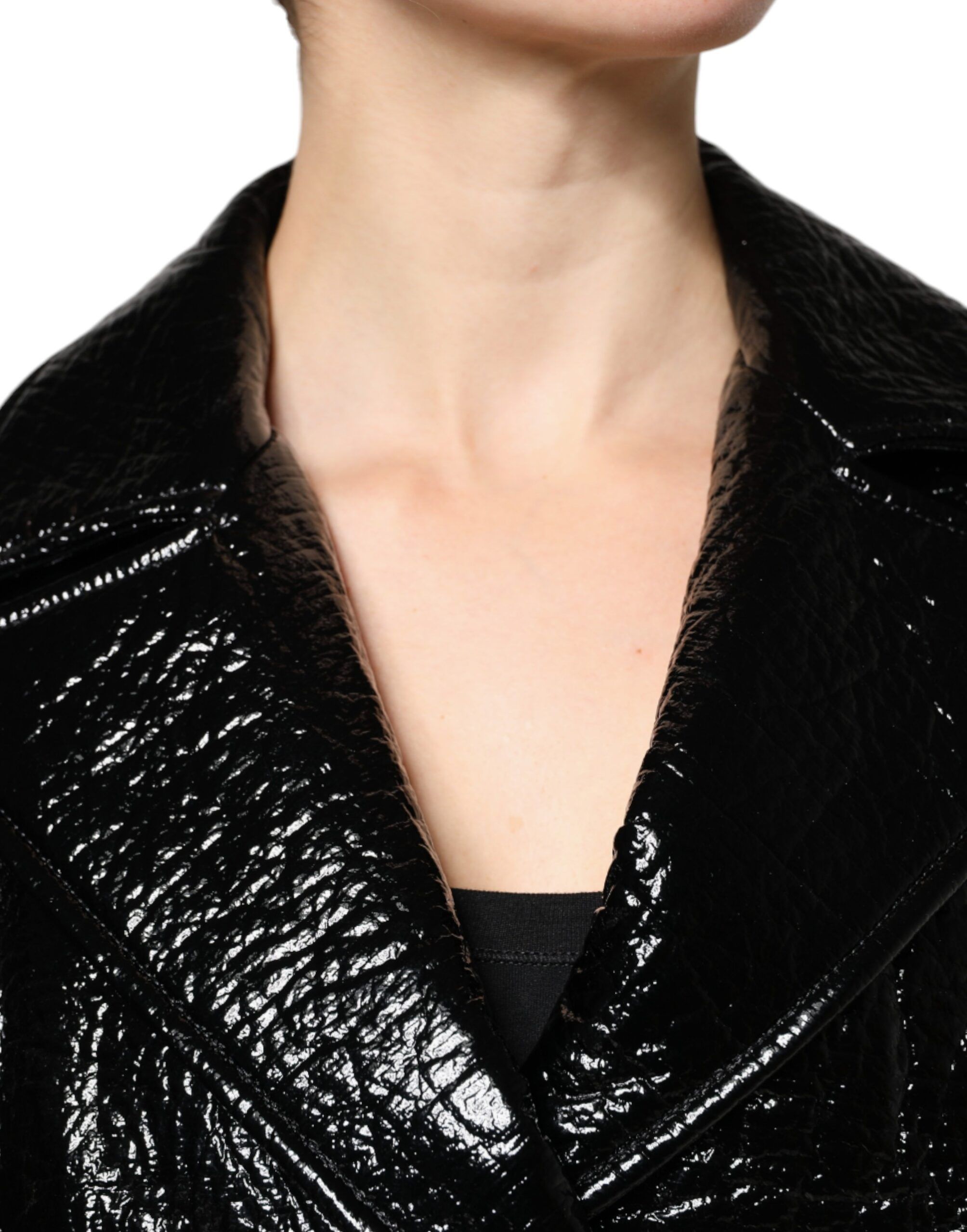 Leather Cropped Long Sleeve Coat Women's Jacket - Dolce & Gabbana - Modalova