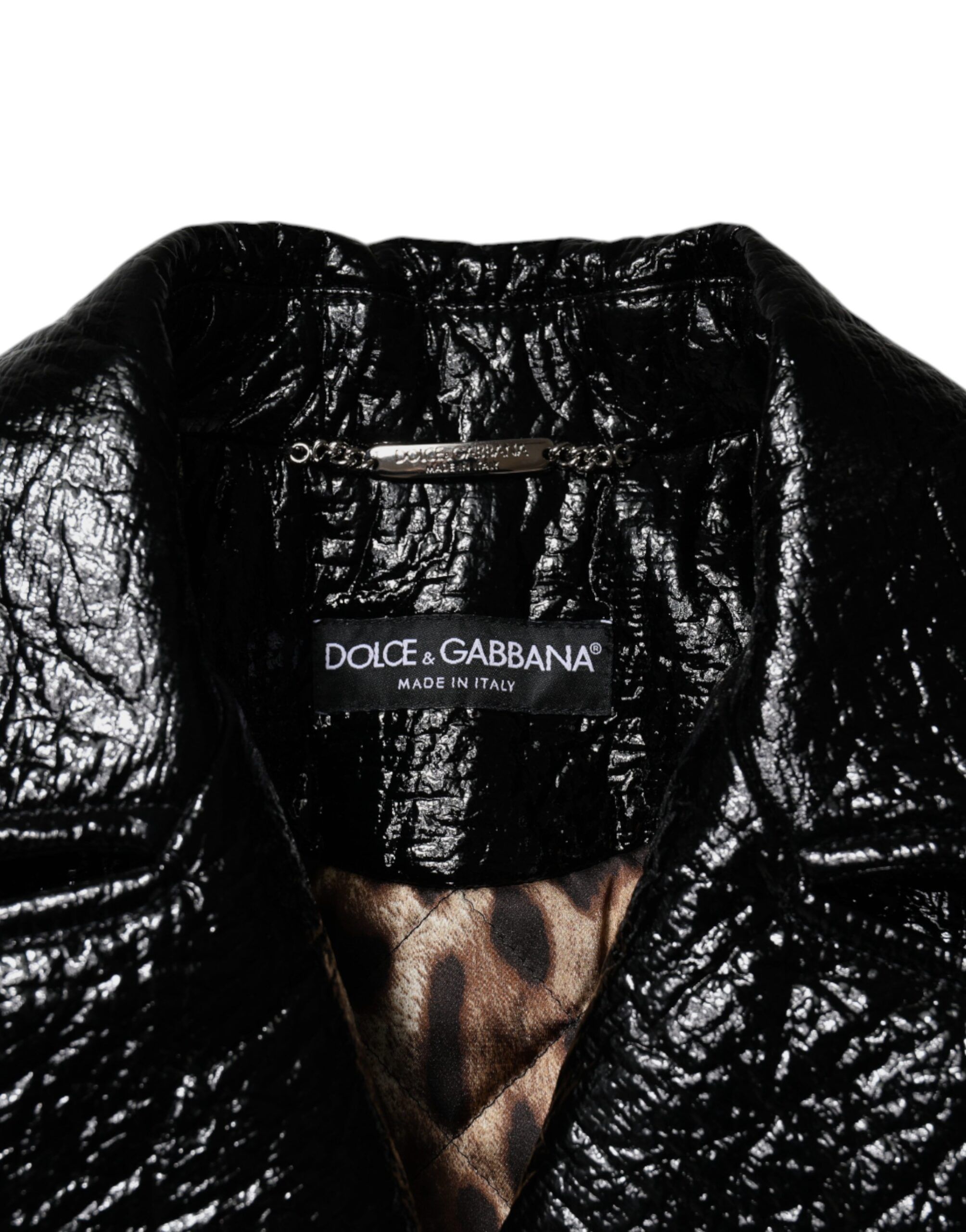 Leather Cropped Long Sleeve Coat Women's Jacket - Dolce & Gabbana - Modalova