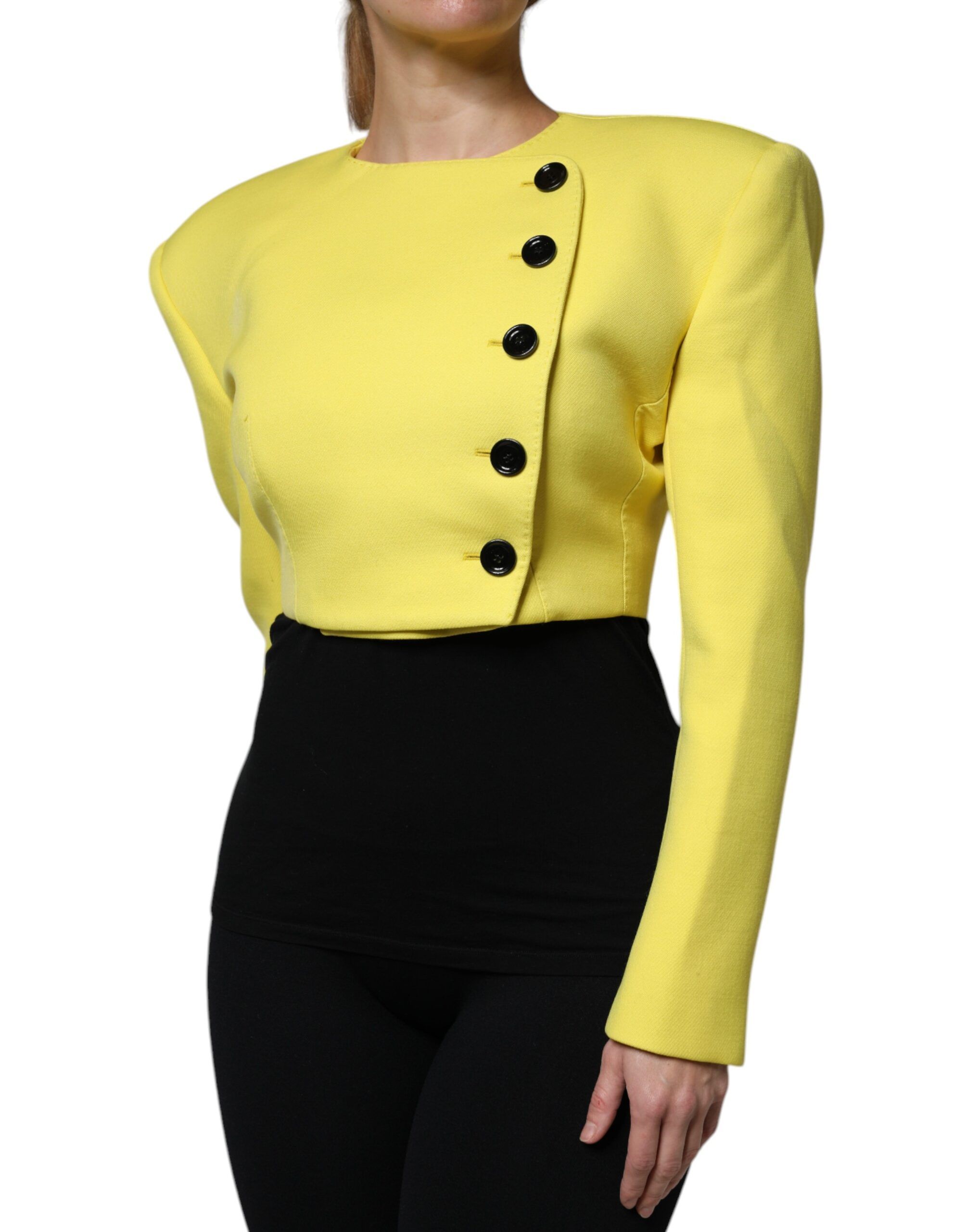 Lemon Wool Long Sleeves Cropped Coat Women's Jacket - Dolce & Gabbana - Modalova