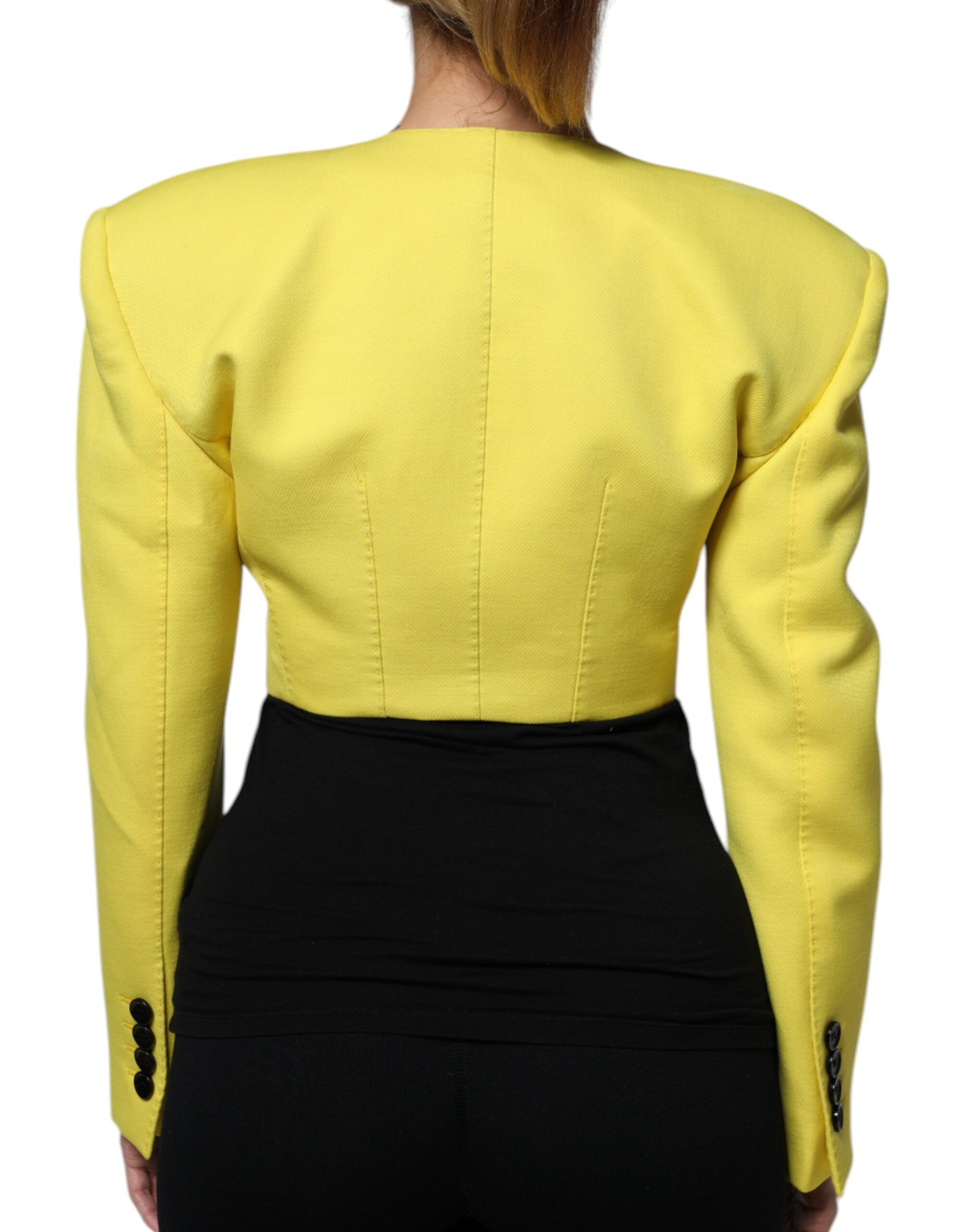 Lemon Wool Long Sleeves Cropped Coat Women's Jacket - Dolce & Gabbana - Modalova