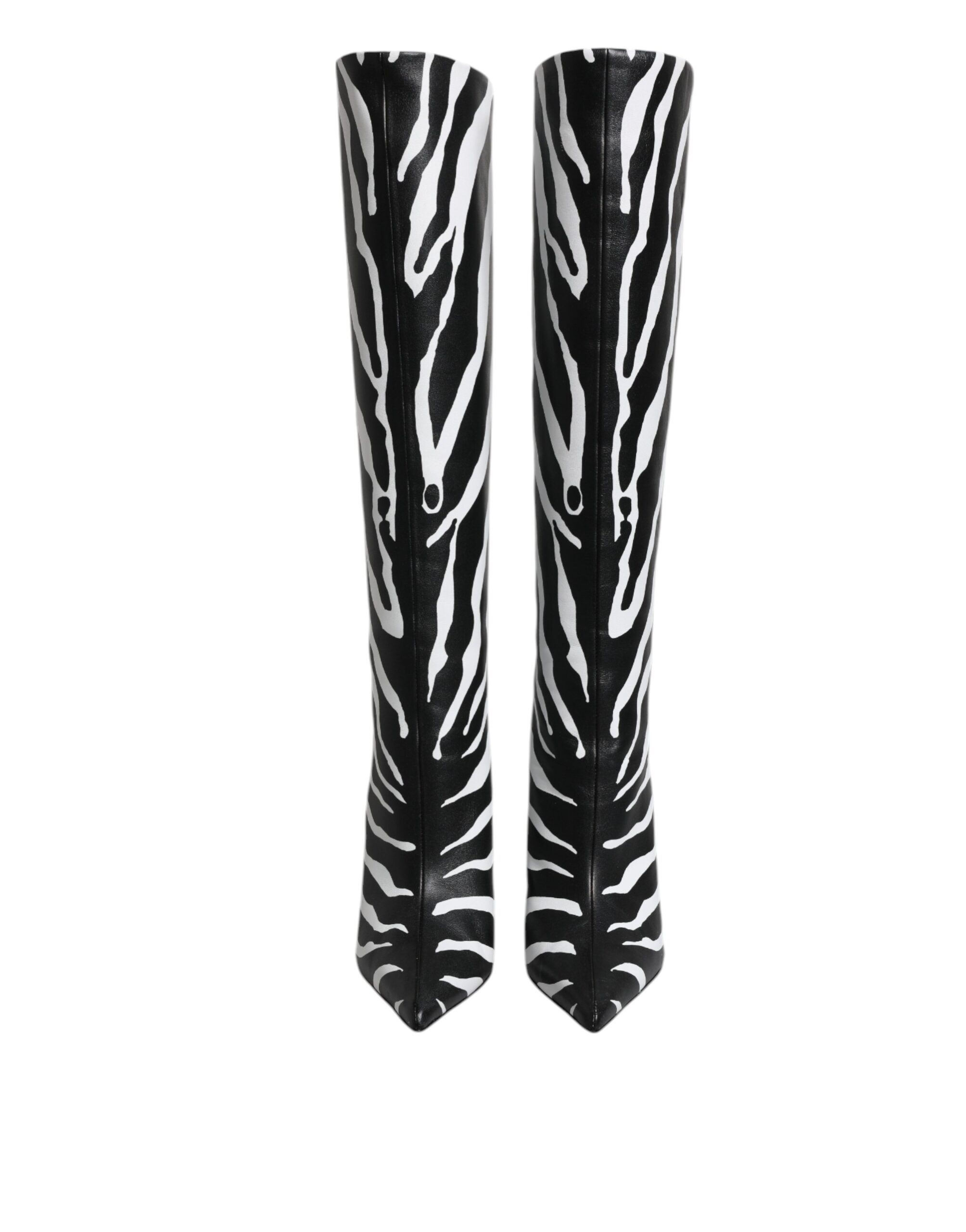 Black White Zebra Heels High Boots Women's Shoes - Dolce & Gabbana - Modalova