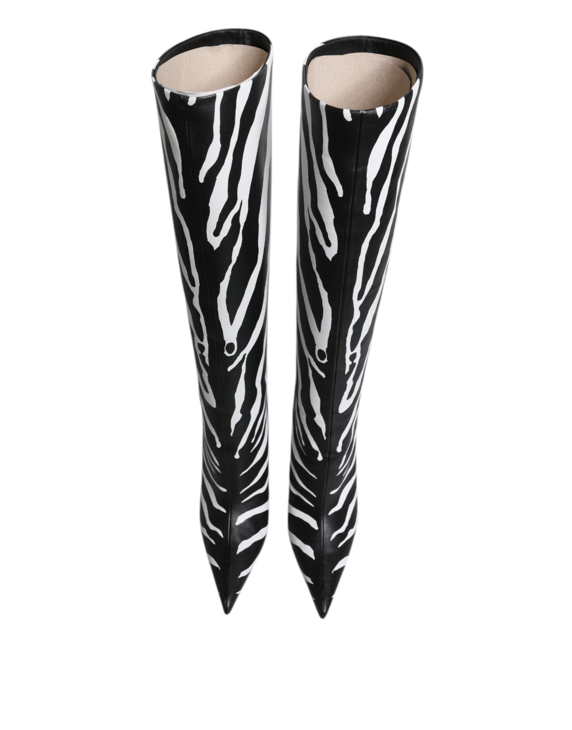 Black White Zebra Heels High Boots Women's Shoes - Dolce & Gabbana - Modalova