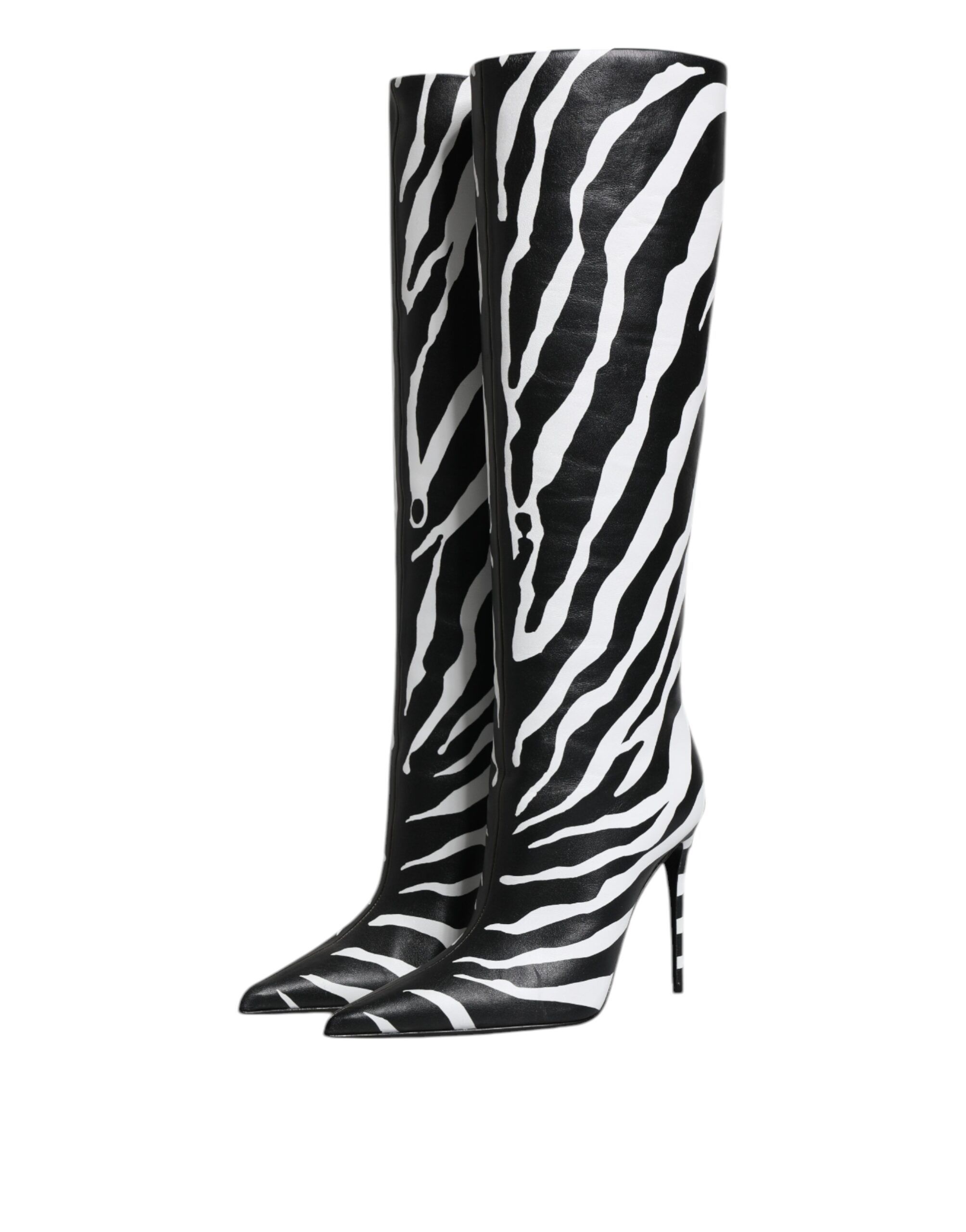 Black White Zebra Heels High Boots Women's Shoes - Dolce & Gabbana - Modalova