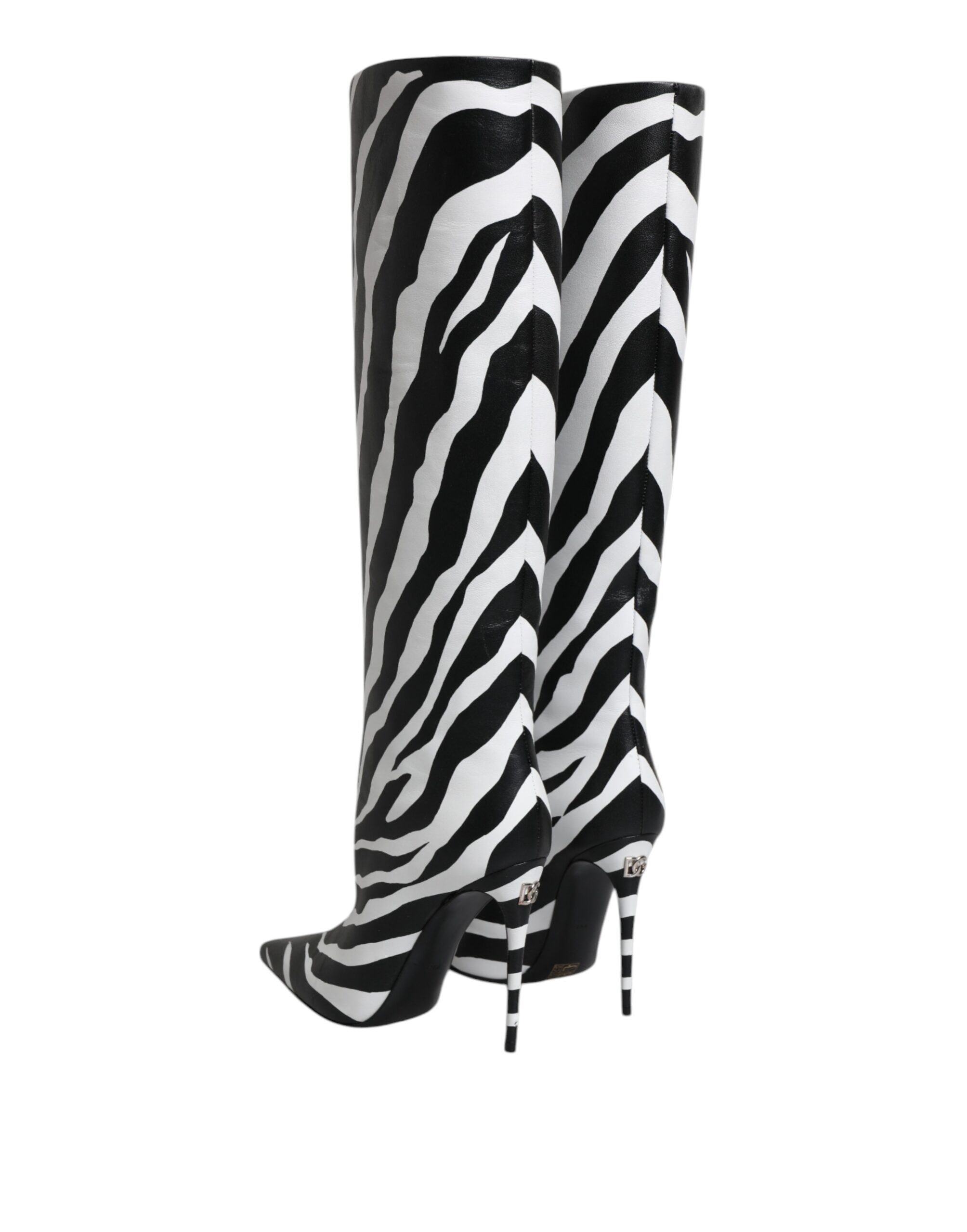 Black White Zebra Heels High Boots Women's Shoes - Dolce & Gabbana - Modalova