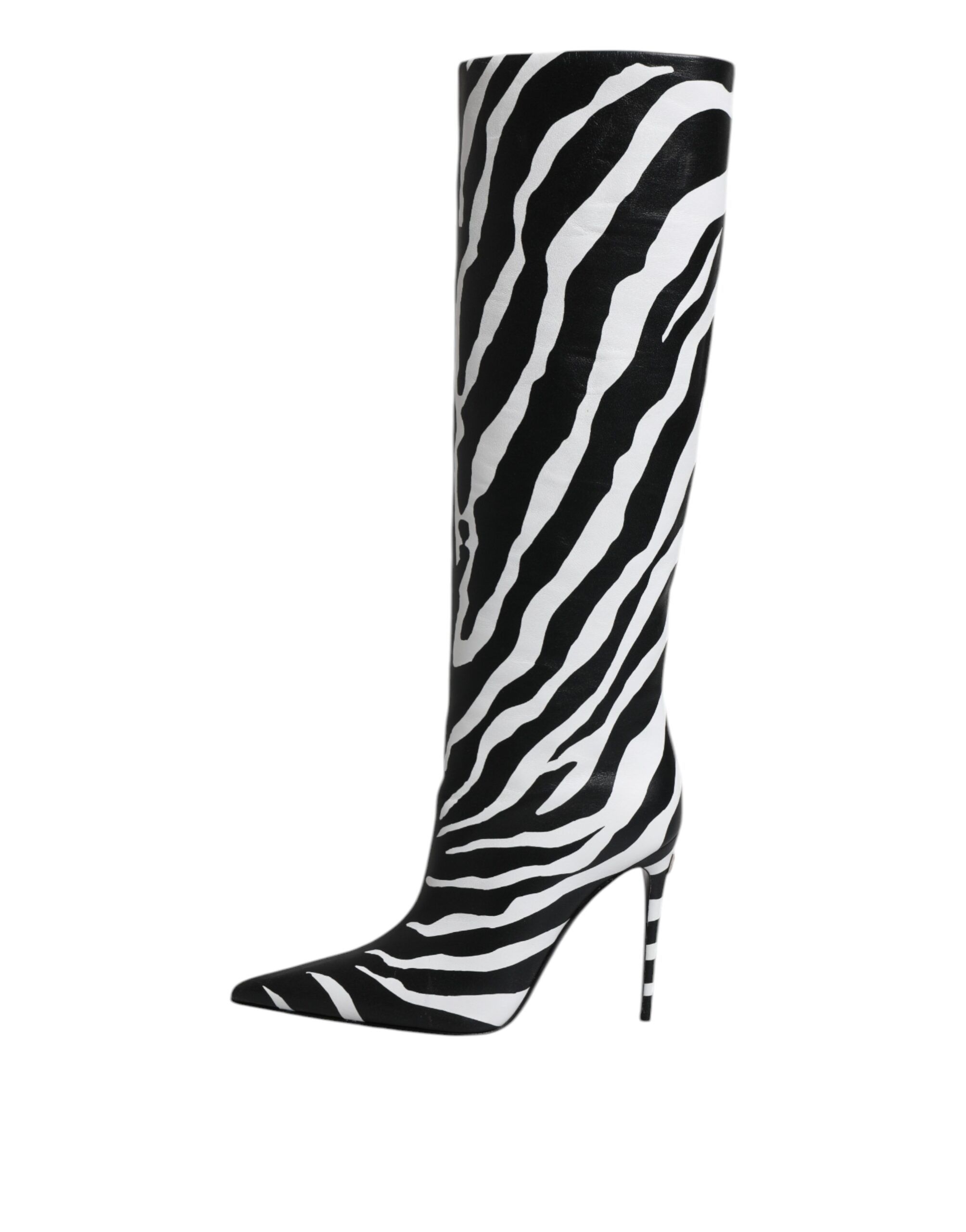 Black White Zebra Heels High Boots Women's Shoes - Dolce & Gabbana - Modalova