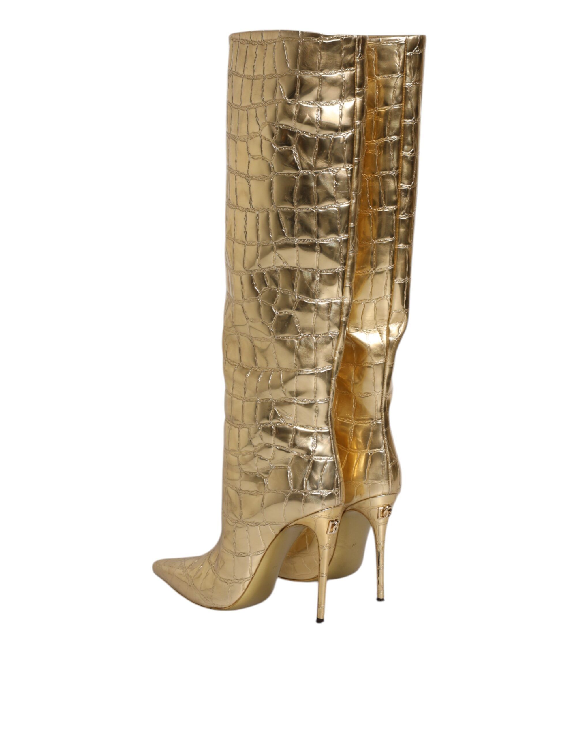 Leather Stiletto Heels High Boots Women's Shoes - Dolce & Gabbana - Modalova