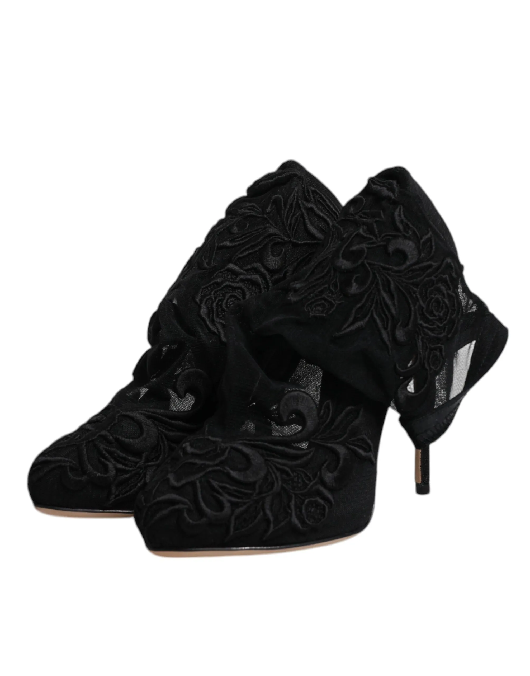 Tulle Stretch Heels Mid Calf Boots Women's Shoes (Pre-Owned) - Dolce & Gabbana - Modalova