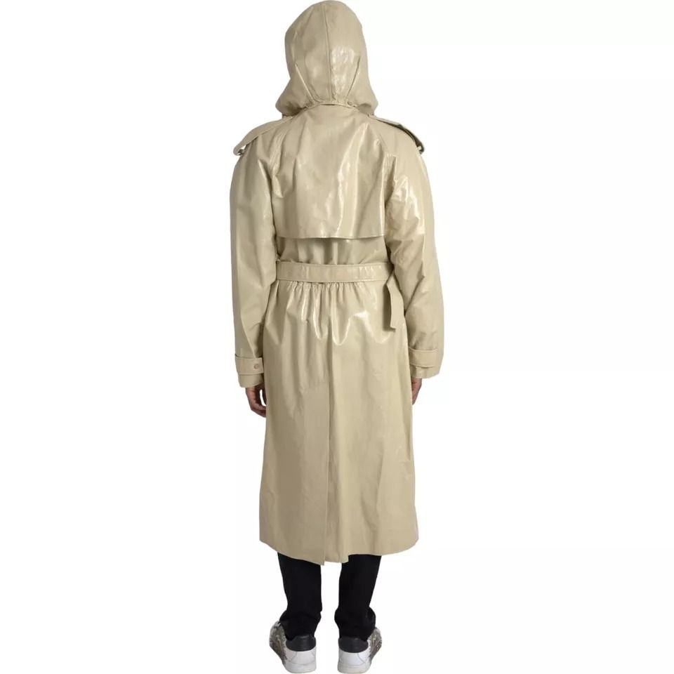 Beige Lambskin Leather Trench Coat Men's Jacket - Bottega Veneta - Modalova