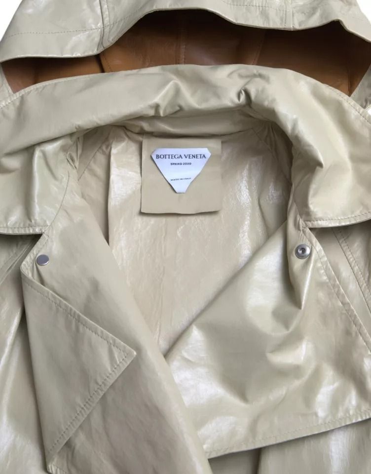 Beige Lambskin Leather Trench Coat Men's Jacket - Bottega Veneta - Modalova