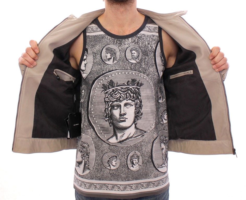 Leather Jacket Biker Men's Coat - Dolce & Gabbana - Modalova