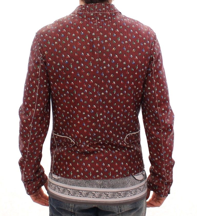 Leather Boxer Print Jacket Men's Coat - Dolce & Gabbana - Modalova