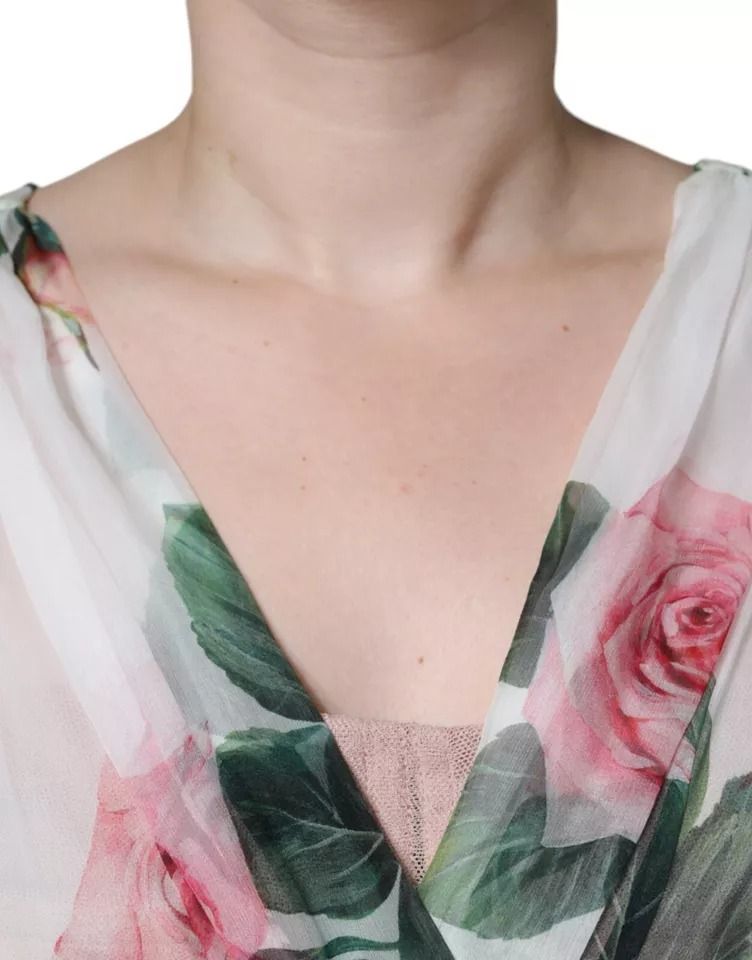 Silk Floral Print A-line Midi Women's Dress - Dolce & Gabbana - Modalova