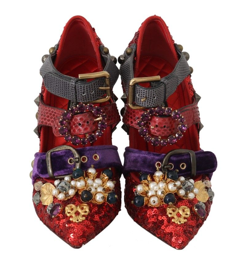 Sequined Crystal Studs Heels Women's Shoes - Dolce & Gabbana - Modalova