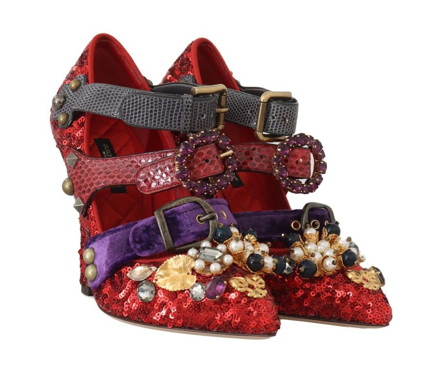 Sequined Crystal Studs Heels Women's Shoes - Dolce & Gabbana - Modalova