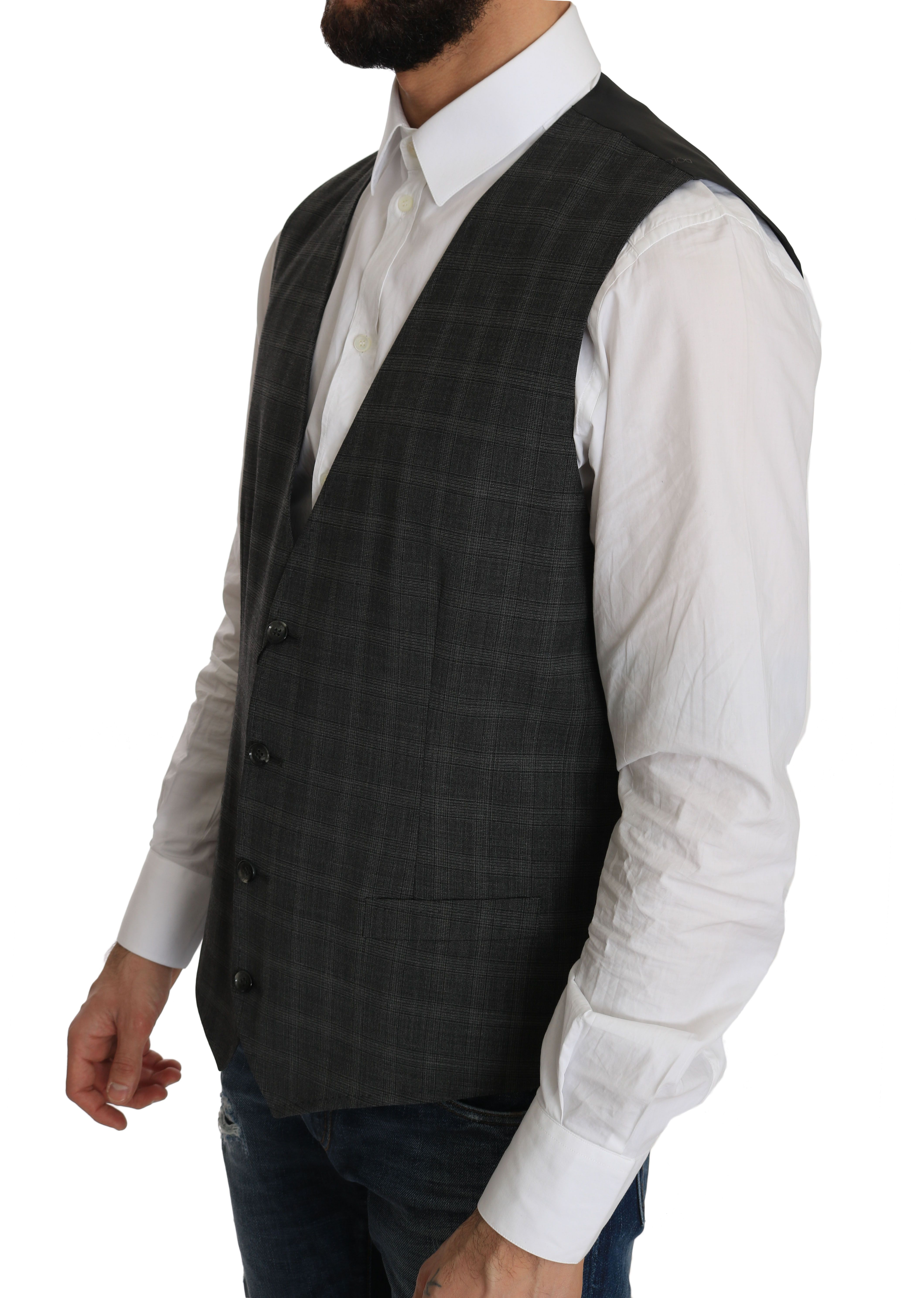 Wool STAFF Checkered Stretch Men's Vest - Dolce & Gabbana - Modalova