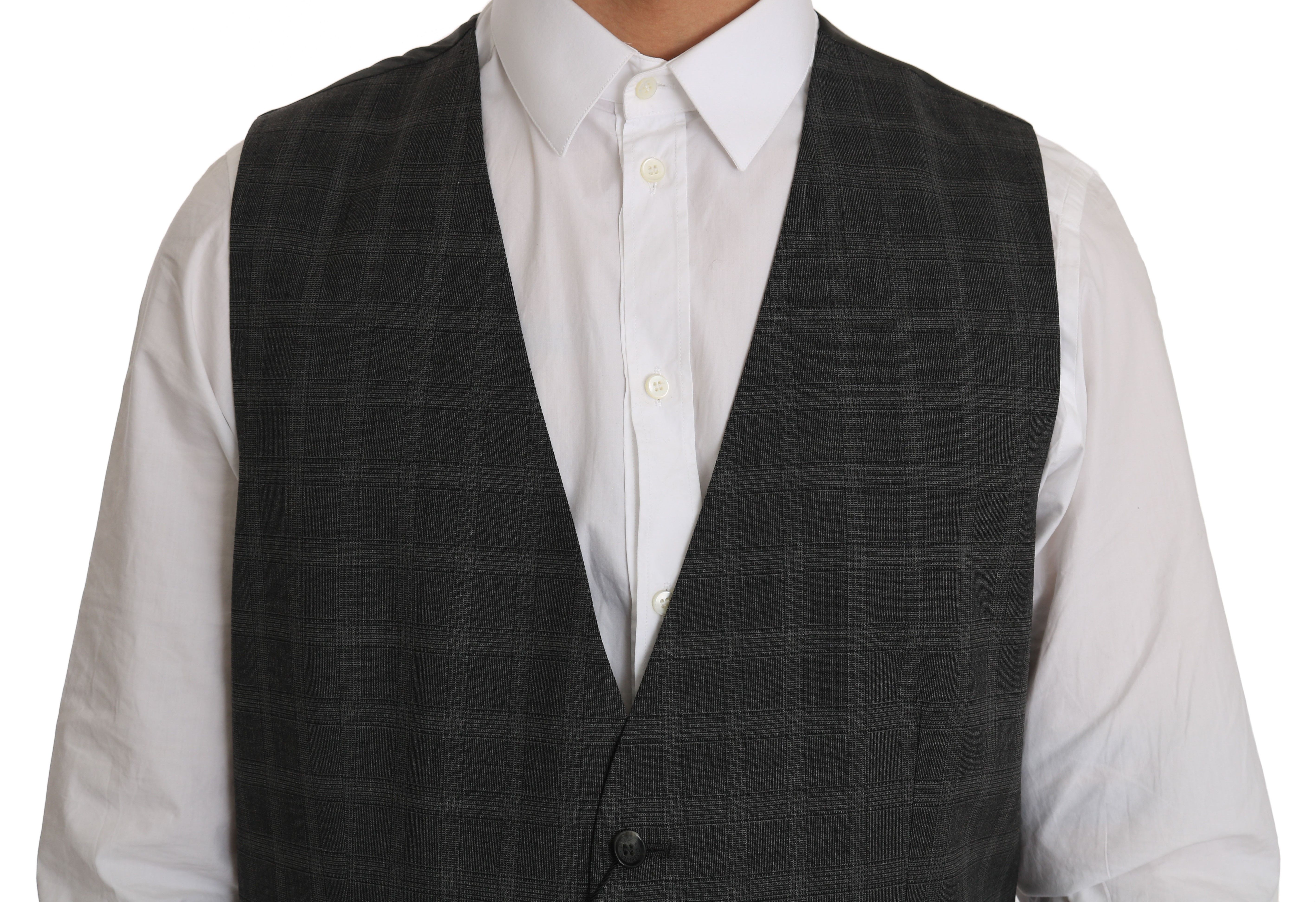 Wool STAFF Checkered Stretch Men's Vest - Dolce & Gabbana - Modalova