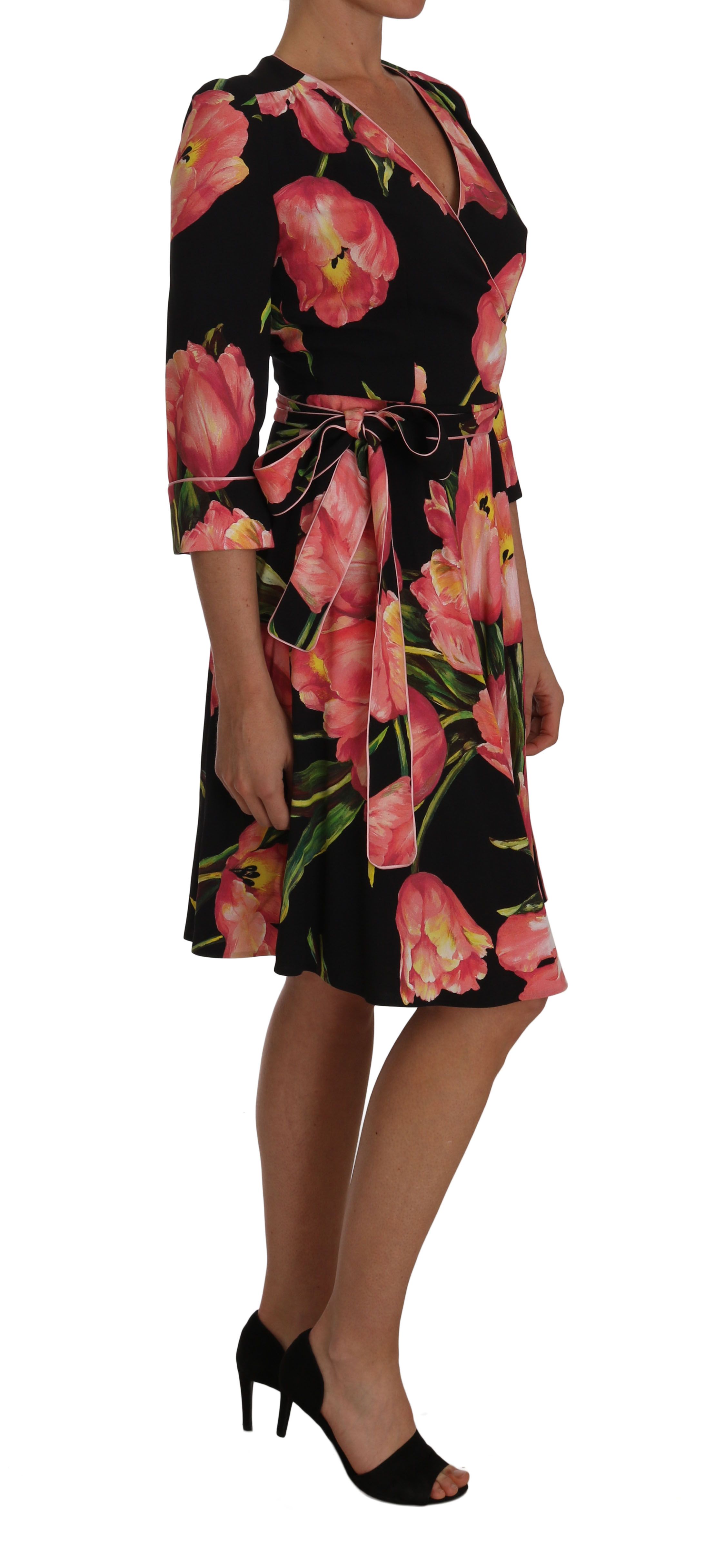 Pink Tulip Print Stretch Shift Women's Dress - Dolce & Gabbana - Modalova