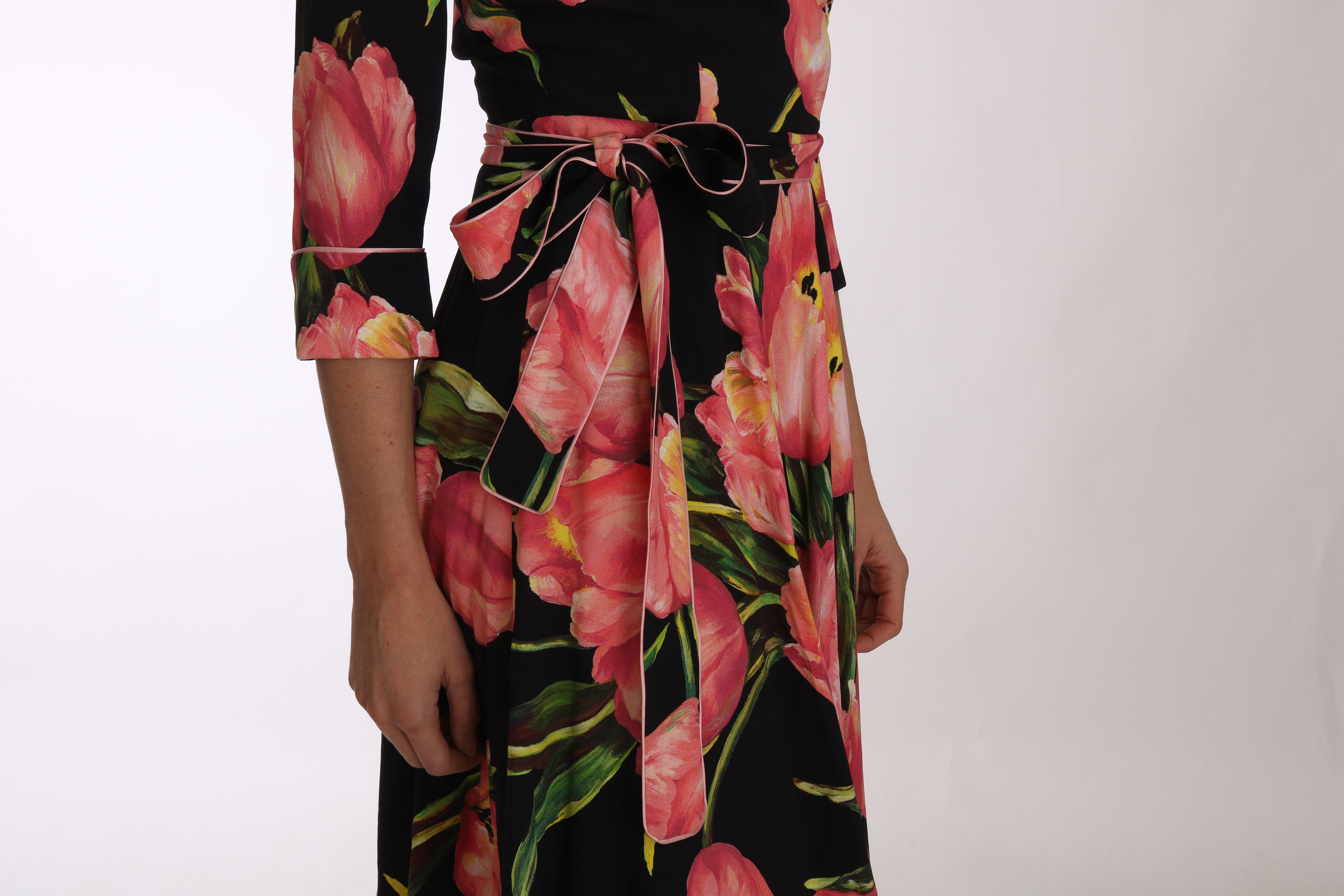 Pink Tulip Print Stretch Shift Women's Dress - Dolce & Gabbana - Modalova