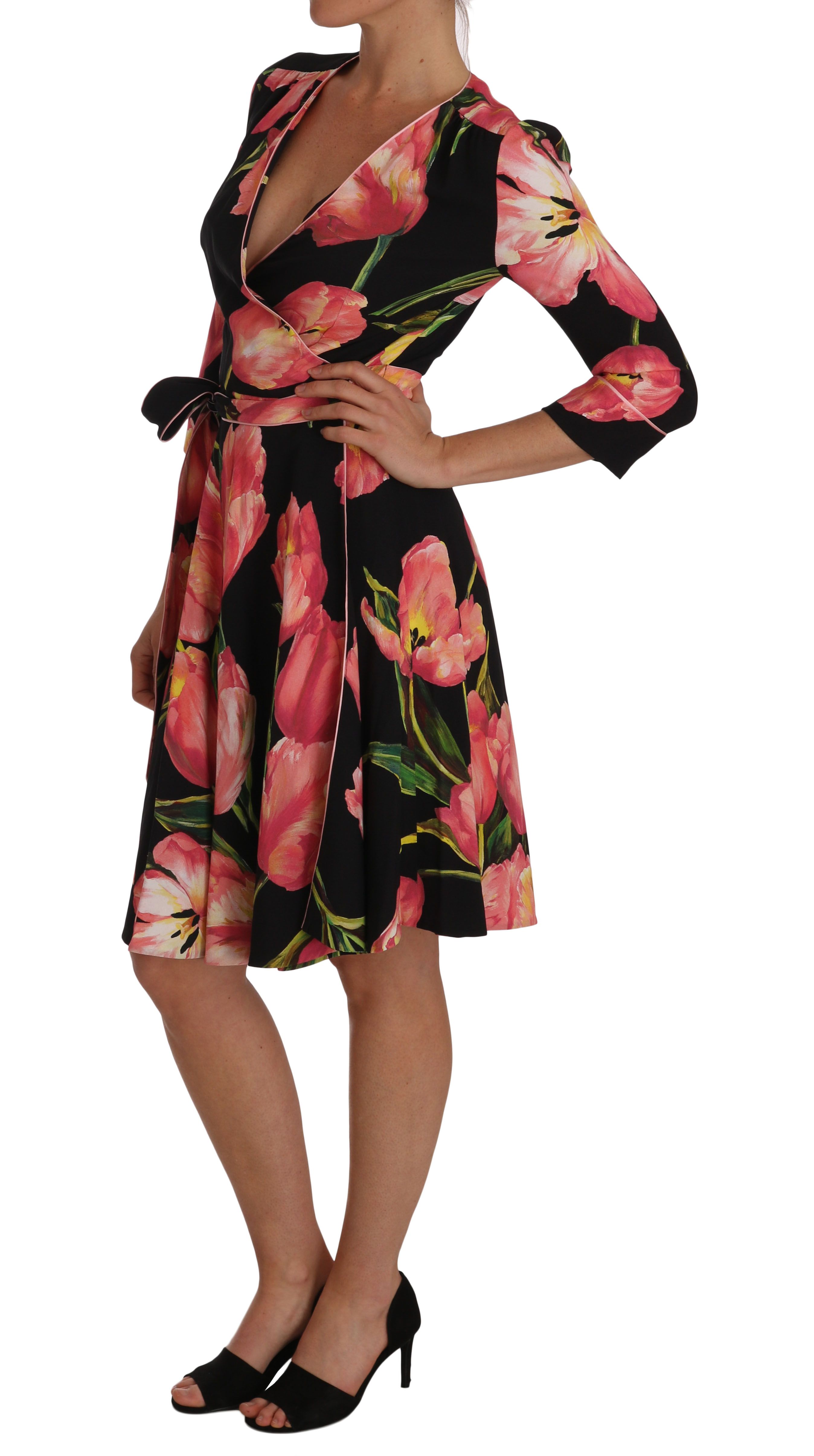 Pink Tulip Print Stretch Shift Women's Dress - Dolce & Gabbana - Modalova