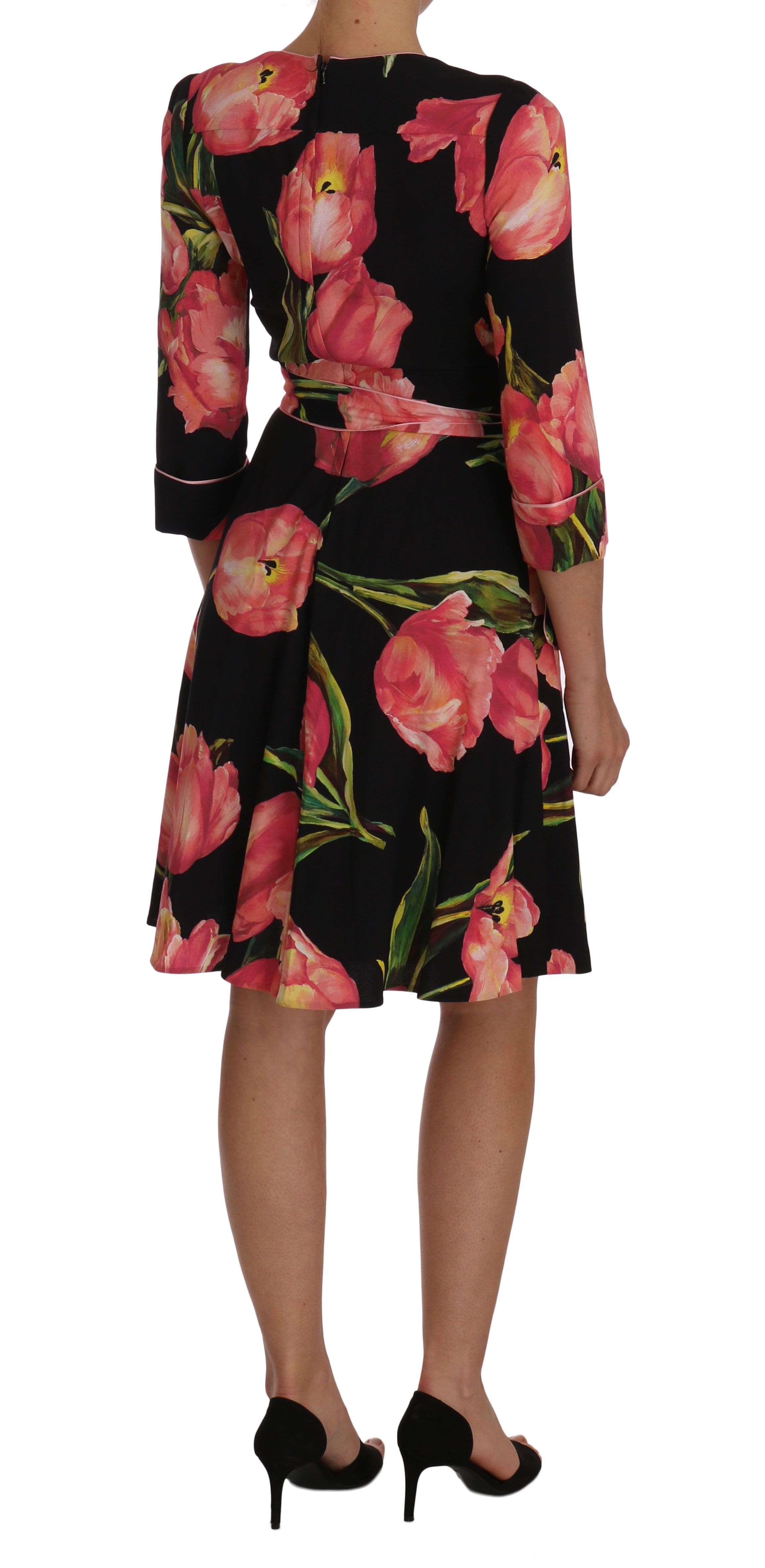 Pink Tulip Print Stretch Shift Women's Dress - Dolce & Gabbana - Modalova