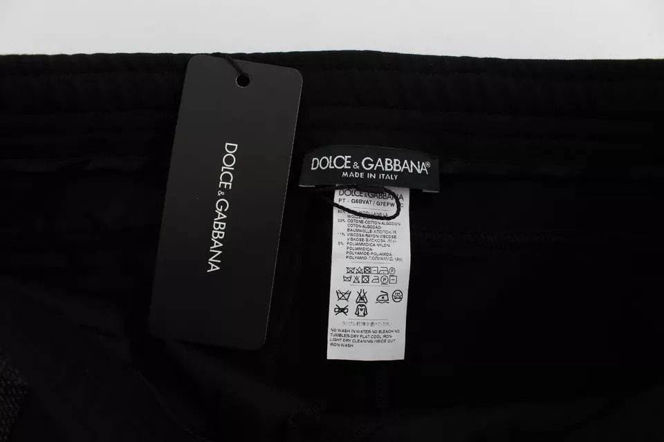 Black Gray Wool Casual Trousers Stripe Men's Pants - Dolce & Gabbana - Modalova